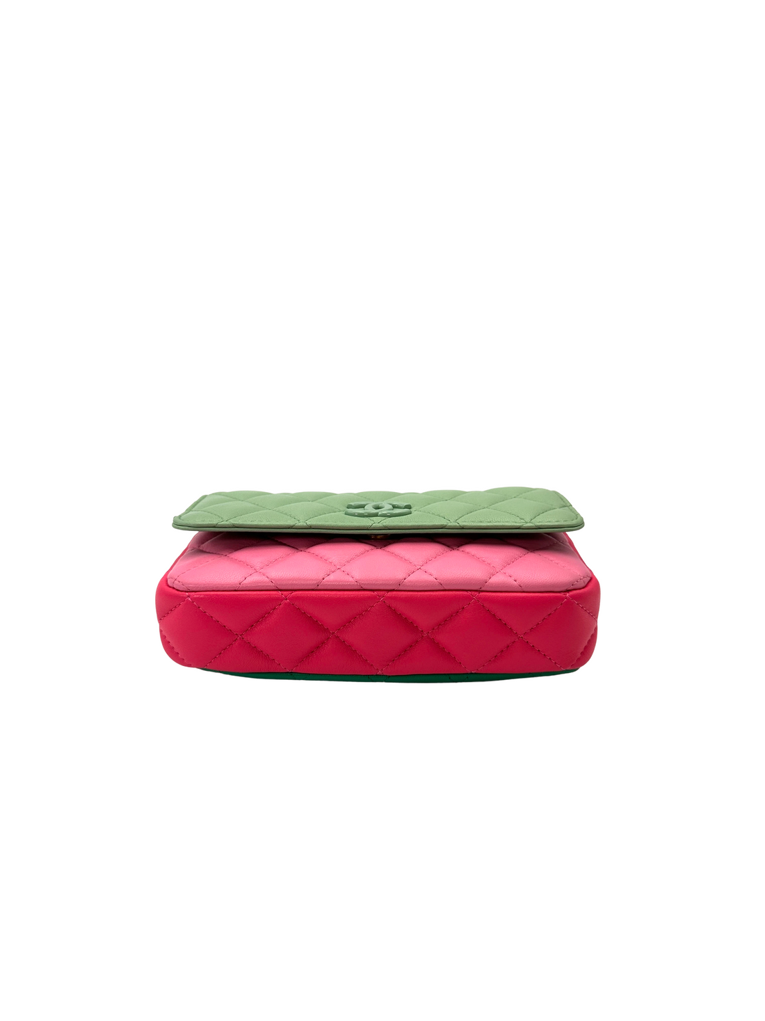 Chanel 23P Classic Flap Pink/Green Quilted Lambskin Shoulder Bag(E3***GA) IRIS249