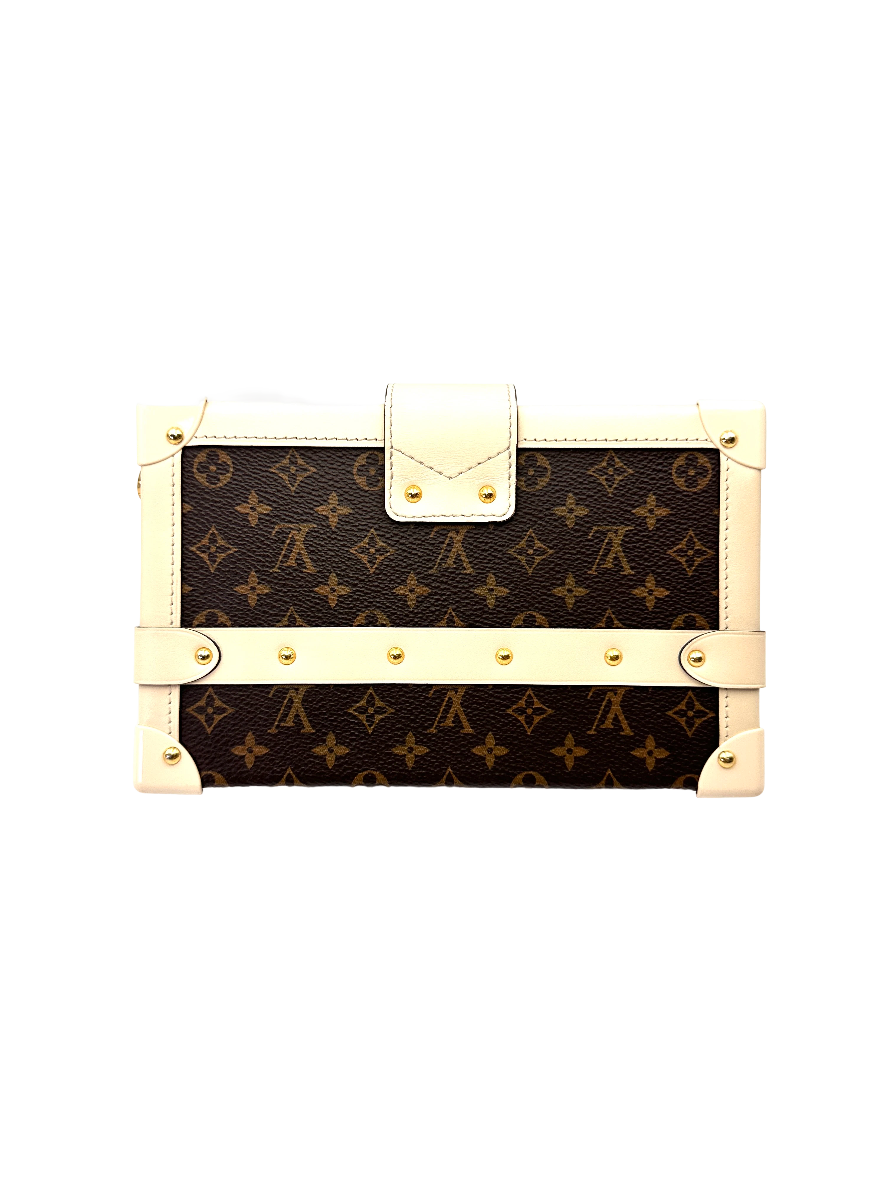 Louis Vuitton Petite Malle Monogram Canvas Shoulder Bag With White Trim LV3051