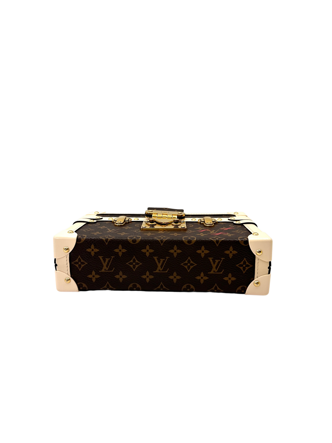 Louis Vuitton Petite Malle Monogram Canvas Shoulder Bag With White Trim LV3051