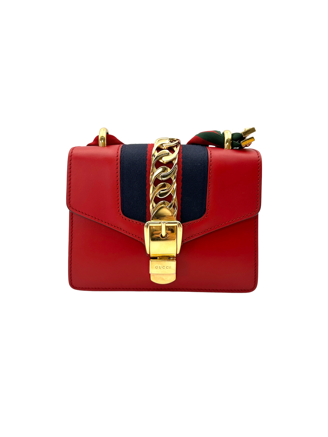 Gucci Sylvie Red Leather Small Size Shoulder Bag GG1342