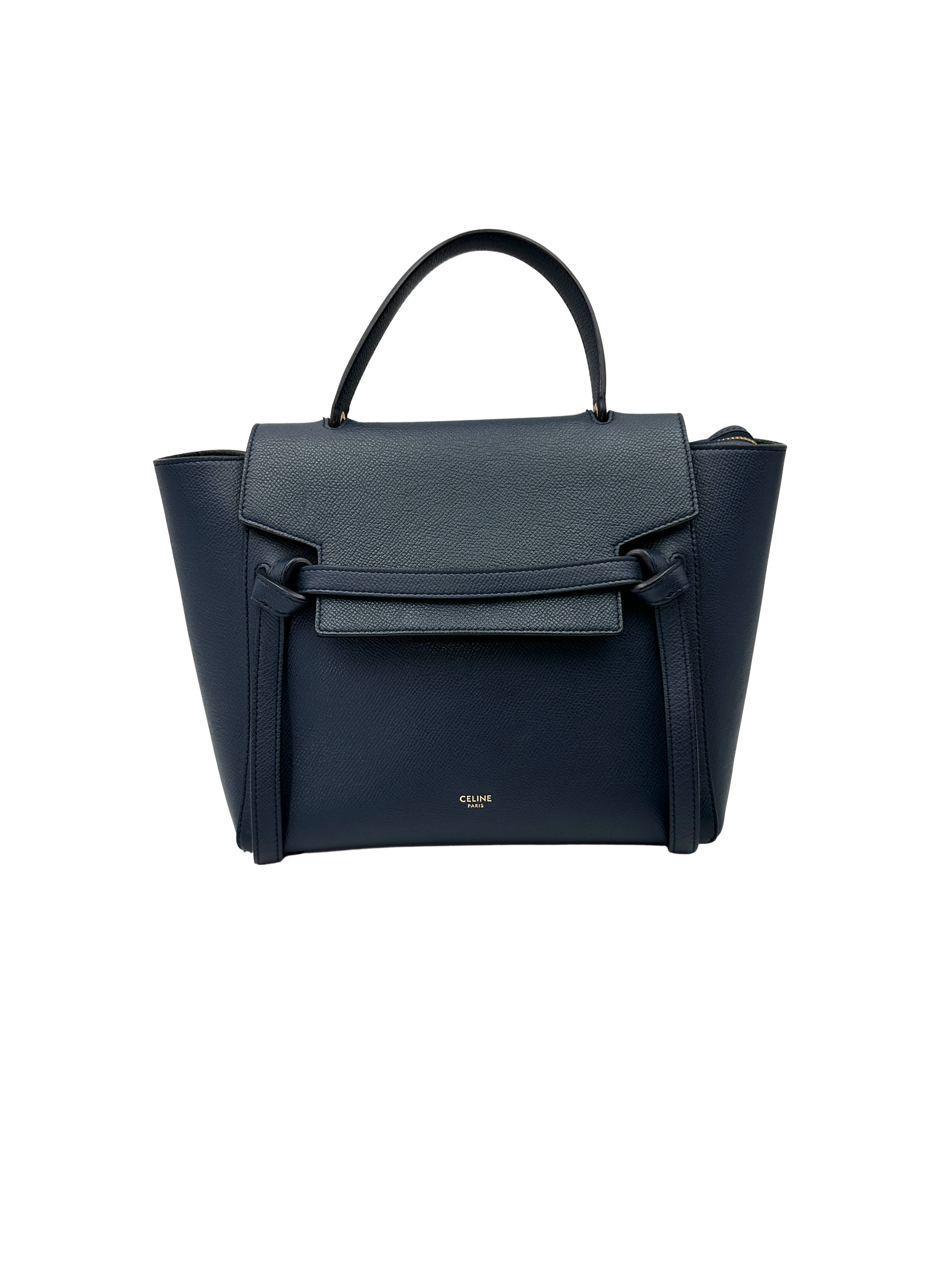 Celine Black Leather Belt Handle Bag CE174