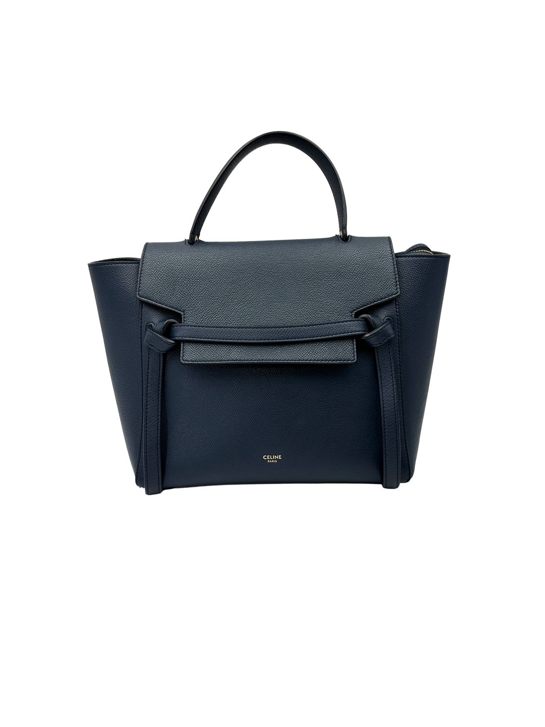 Celine Black Leather Belt Handle Bag CE174