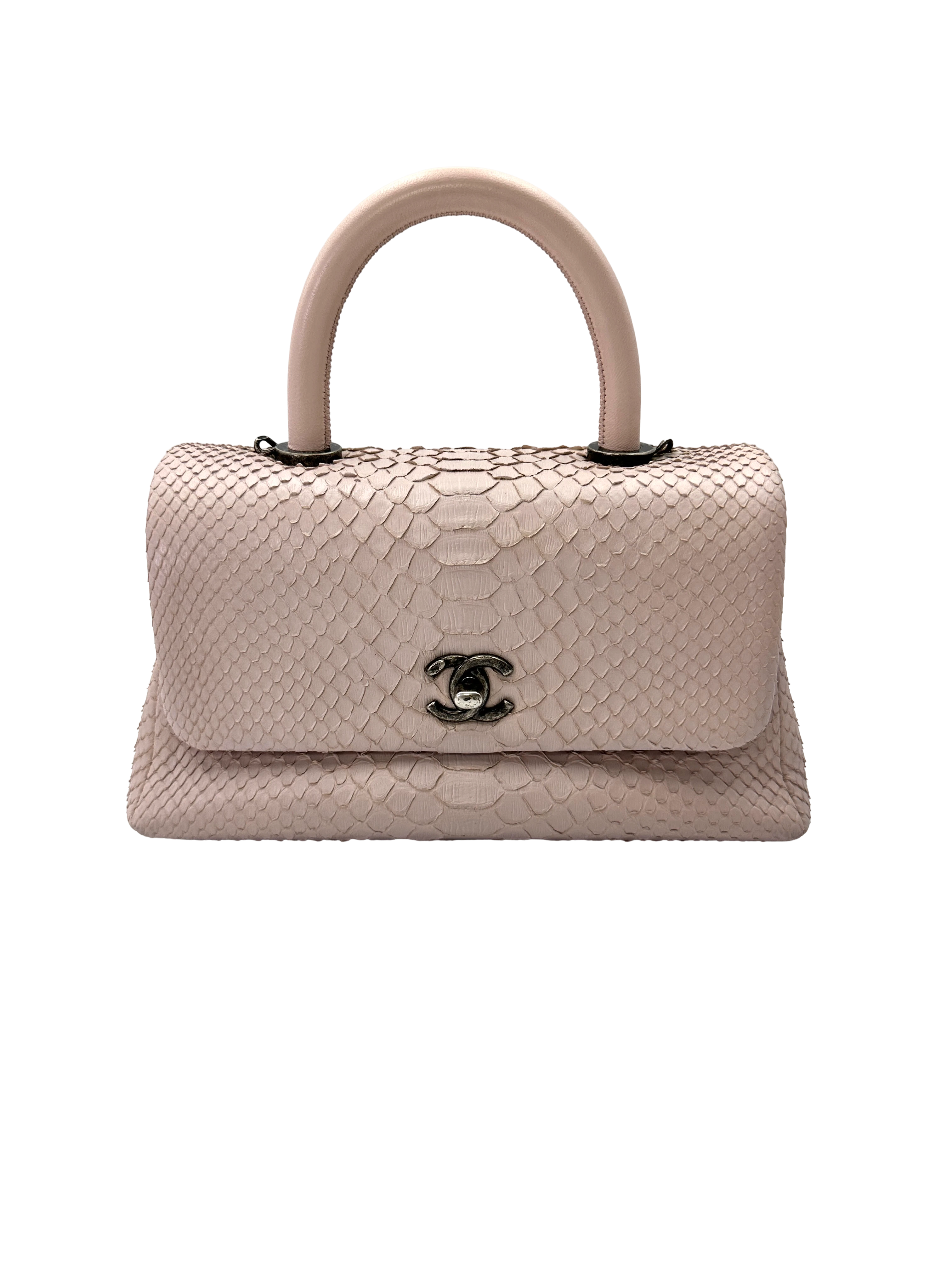 Chanel CoCo Handle Light Pink Python Leather Shoulder Bag(23***72) CC2189