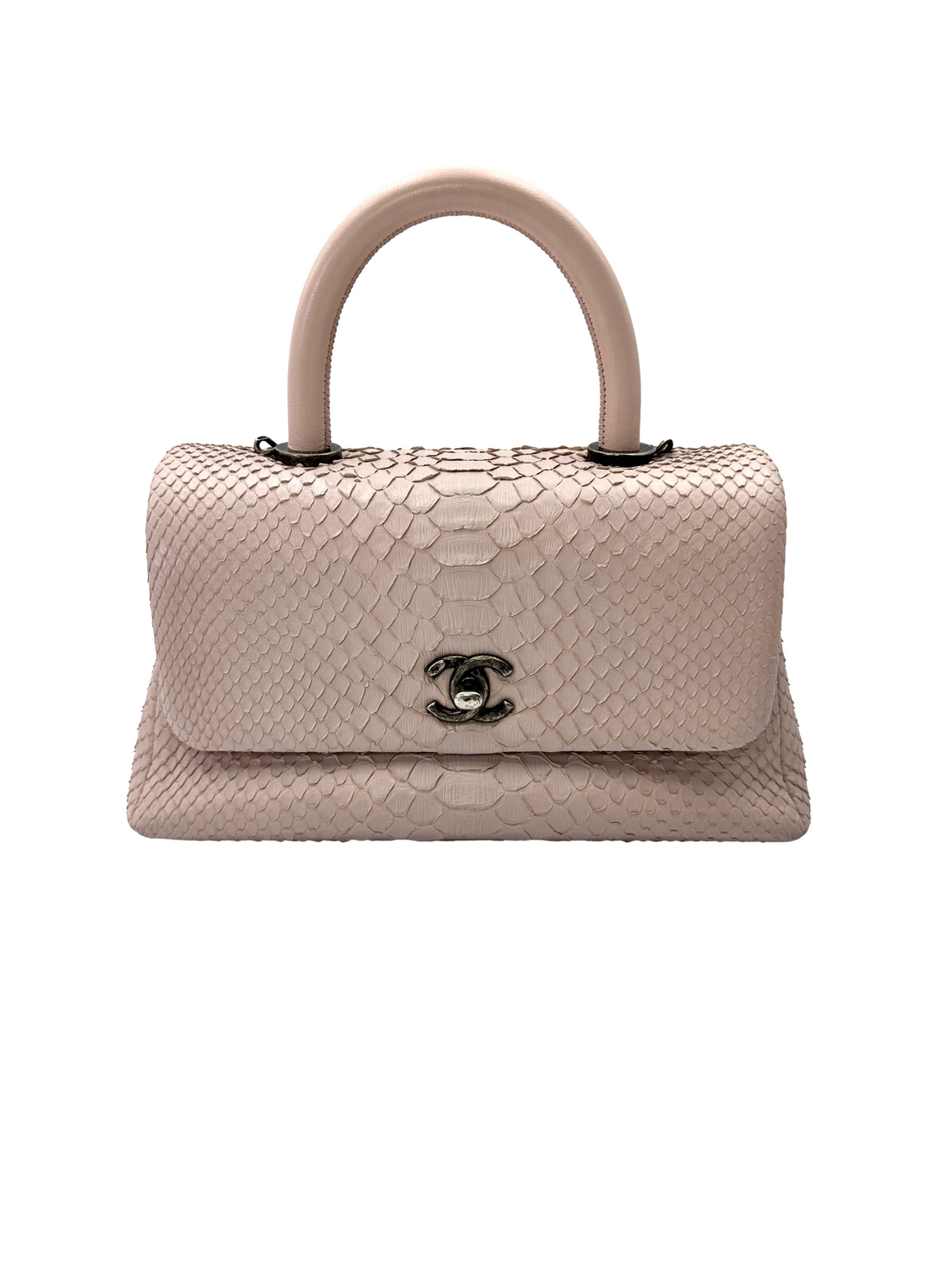 Chanel CoCo Handle Light Pink Python Leather Shoulder Bag(23***72) CC2189