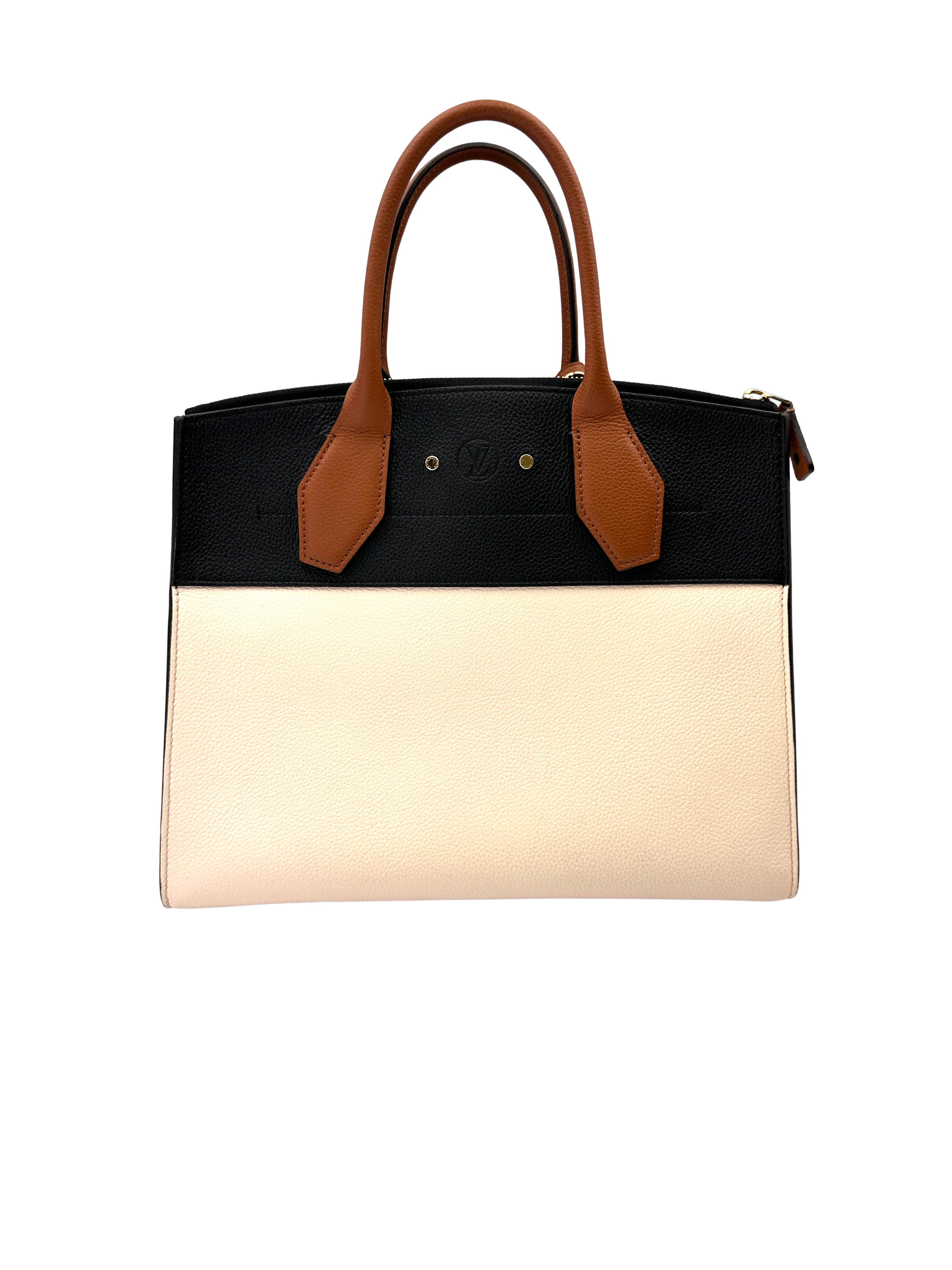 Louis Vuitton City Steamer Black/Beige Leather Handle Bag LV3053