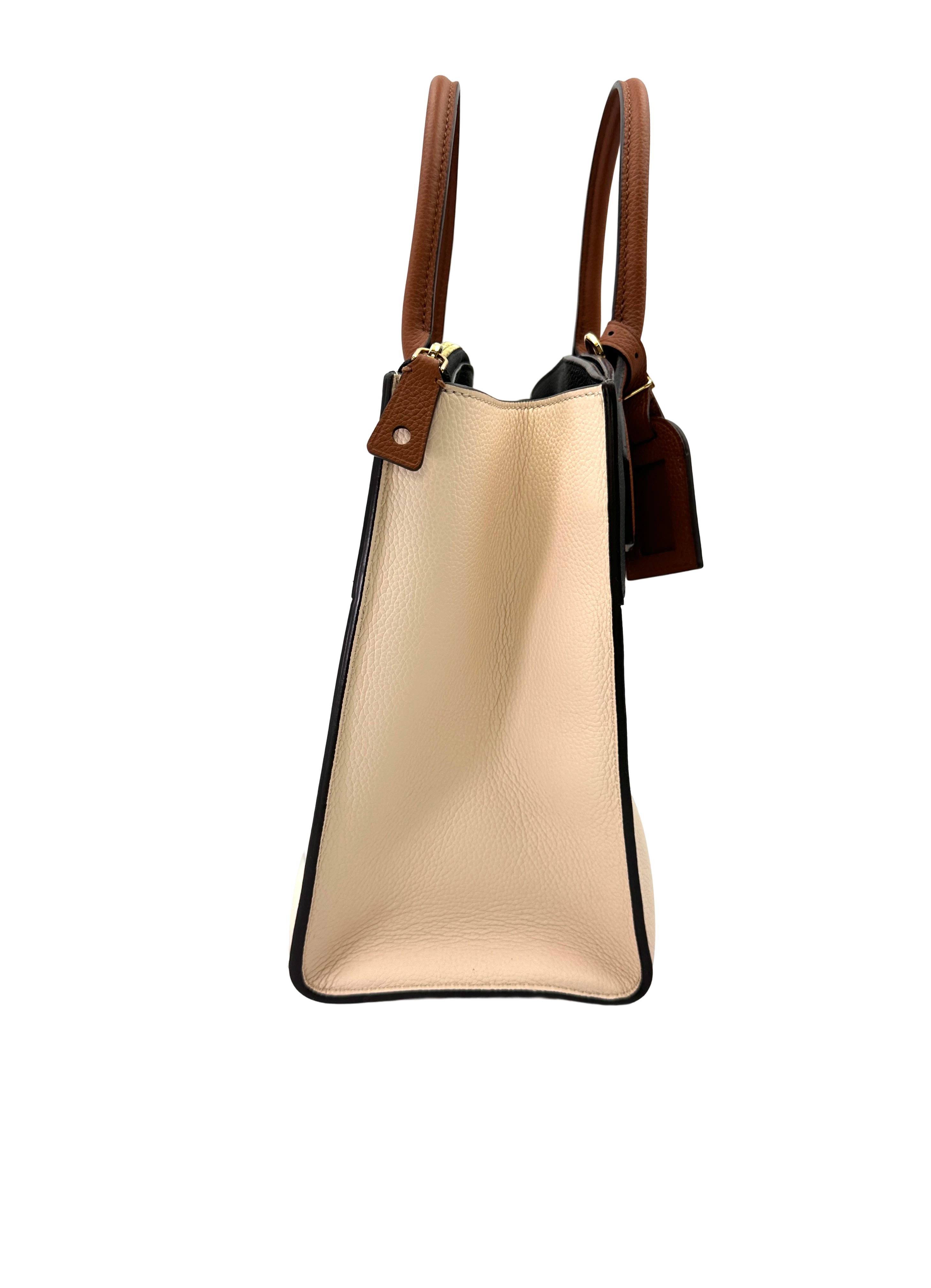 Louis Vuitton City Steamer Black/Beige Leather Handle Bag LV3053