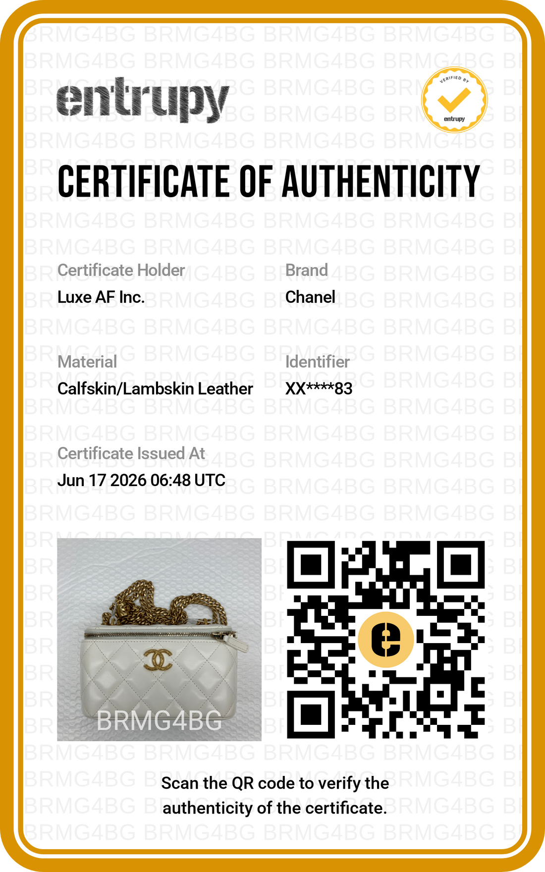 Chanel White Quilted Lambskin Vanity Case With Gold Hardware(XX***83) CC2191