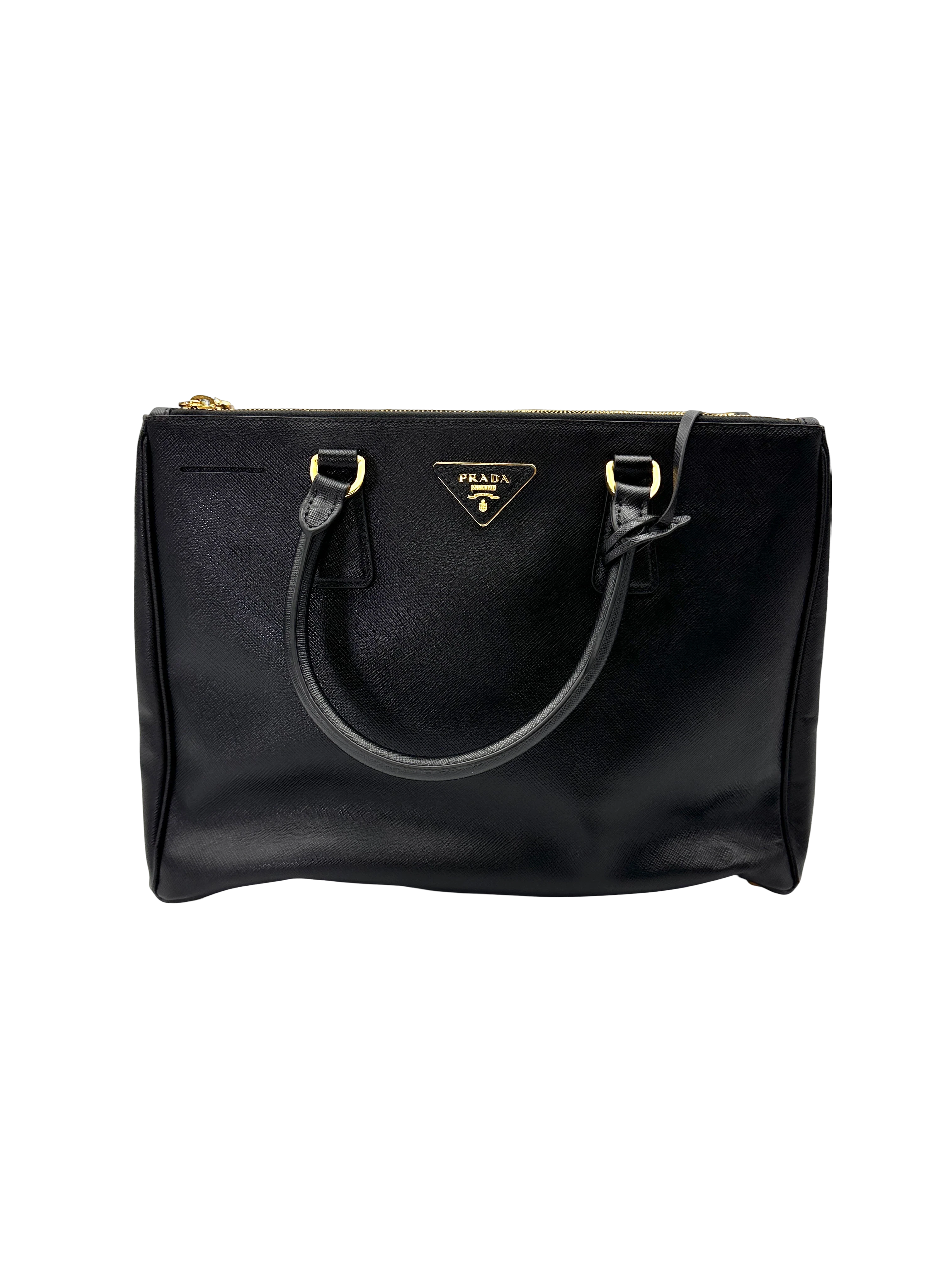 Prada Galleria Black Saffiano Leather Large Size Handle Bag PR498