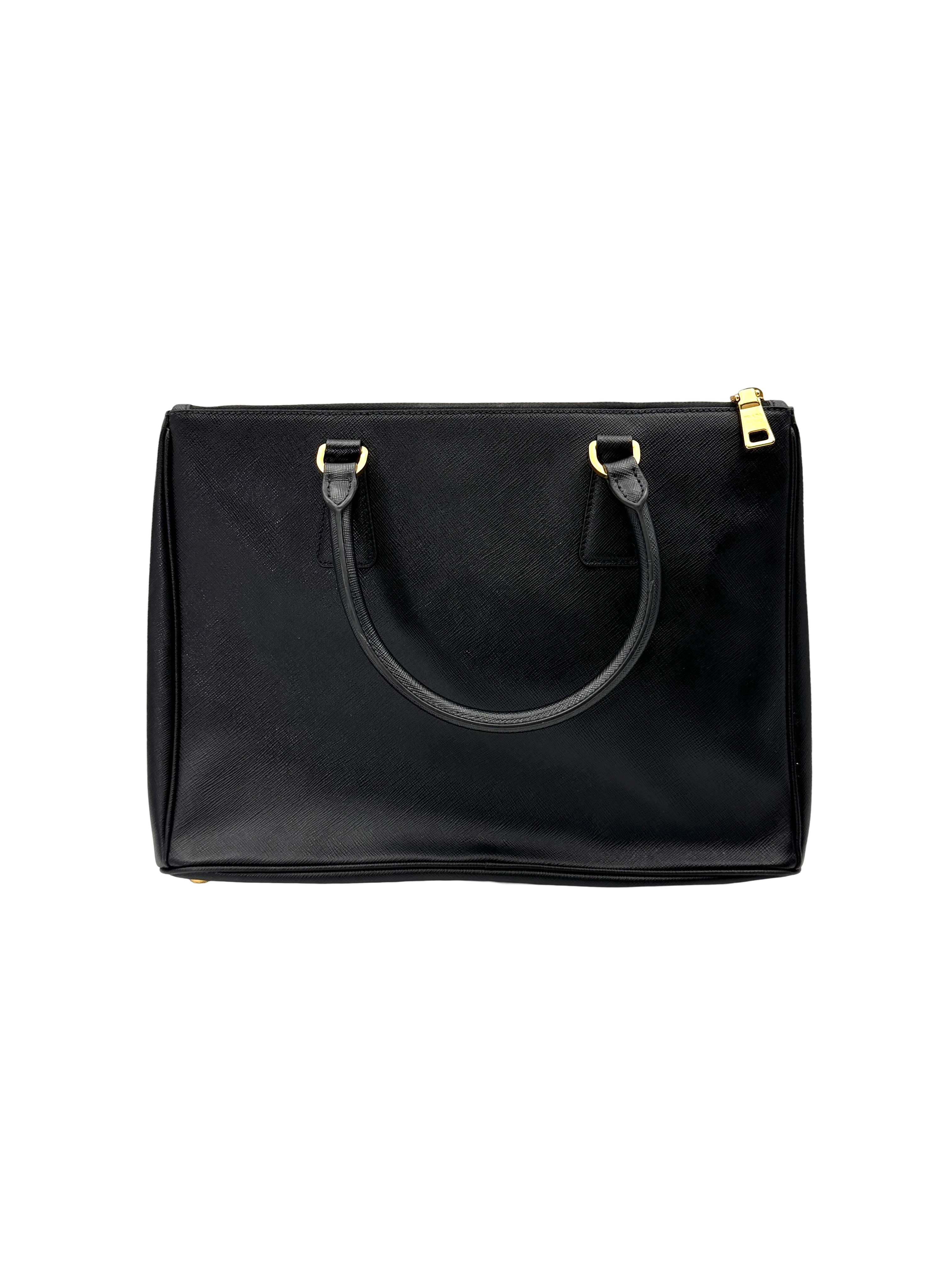 Prada Galleria Black Saffiano Leather Large Size Handle Bag PR498