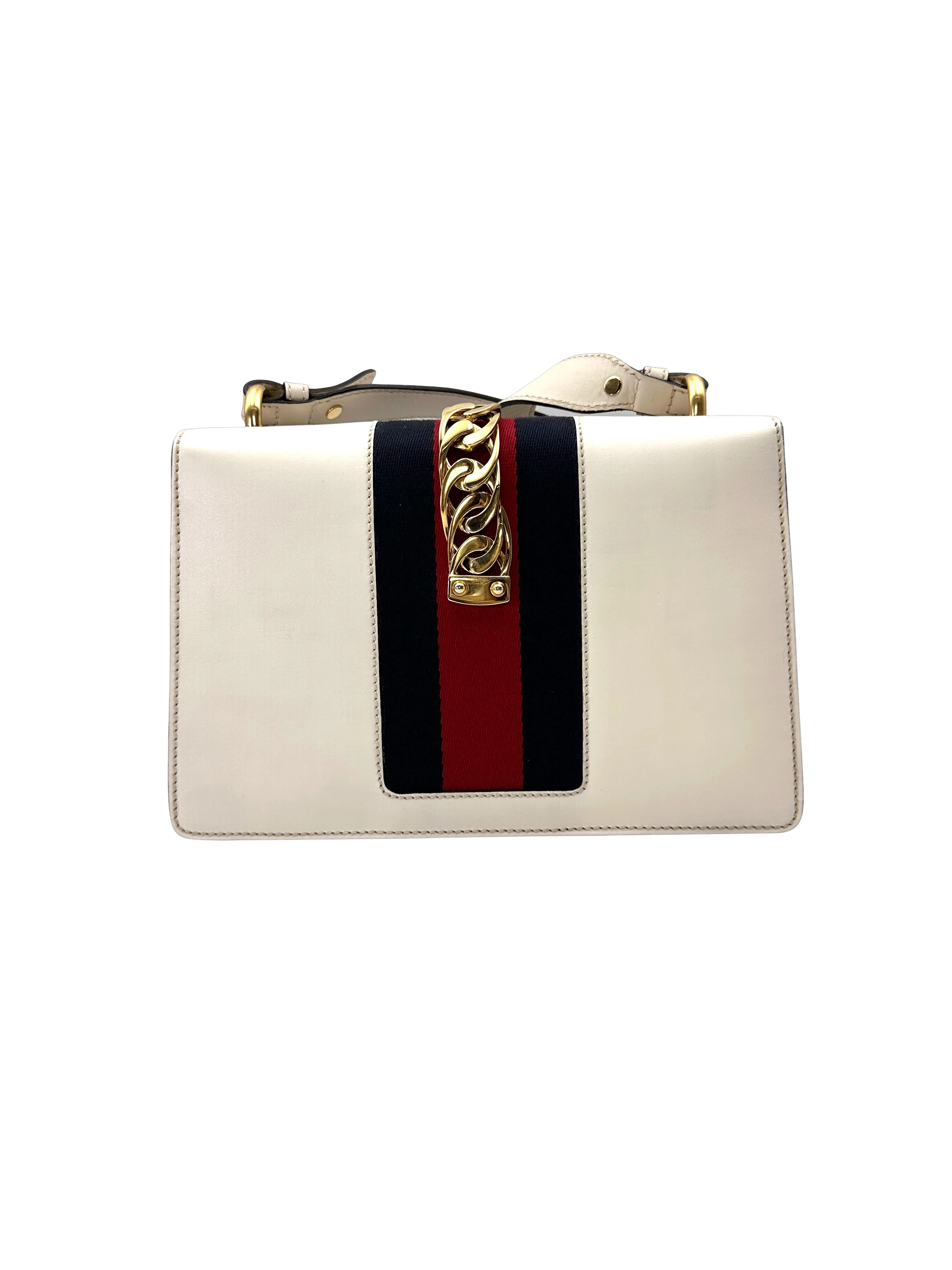 Gucci Sylvie White Leather Shoulder Bag GG1348