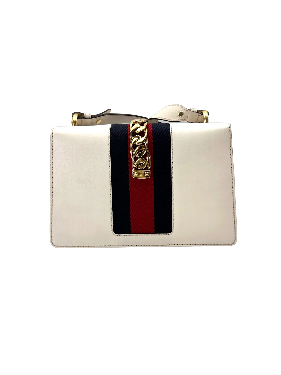 Gucci Sylvie White Leather Shoulder Bag GG1348