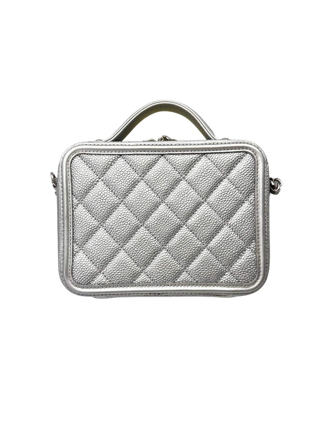 Chanel CC Filigree Grey Quilted Leather Top Handle Vanity Case(24***84) CC2194