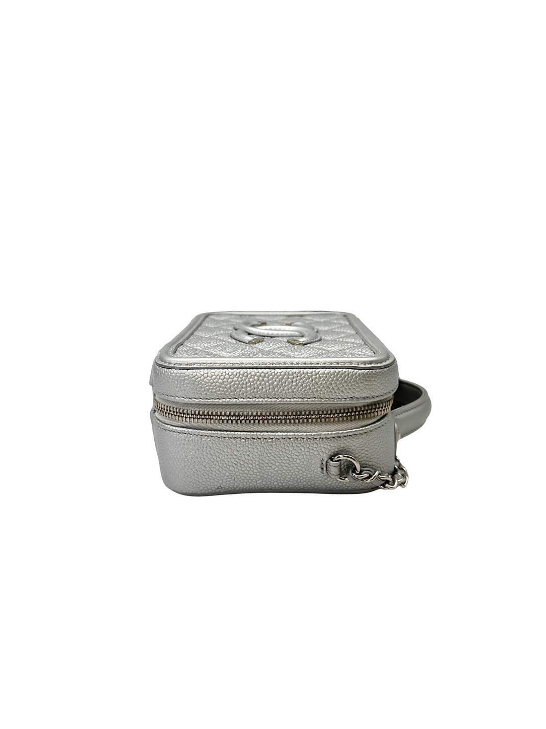 Chanel CC Filigree Grey Quilted Leather Top Handle Vanity Case(24***84) CC2194