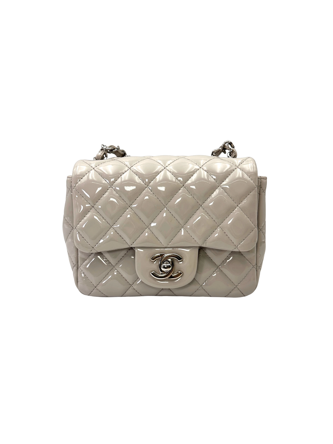 Chanel Classic Flap White Quilted Patent Leather Chain Shoulder Bag(17***94) CC2196