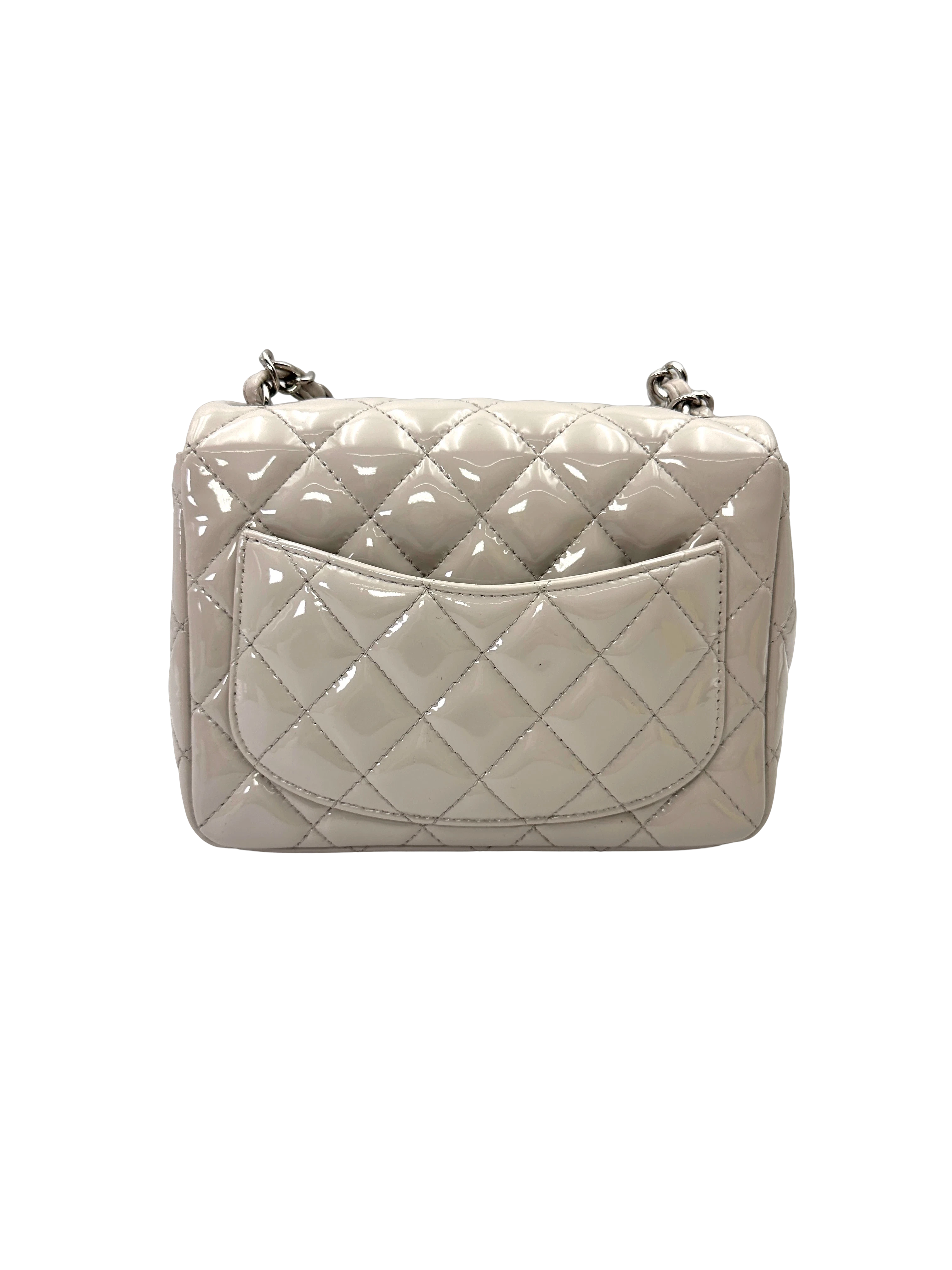 Chanel Classic Flap White Quilted Patent Leather Chain Shoulder Bag(17***94) CC2196