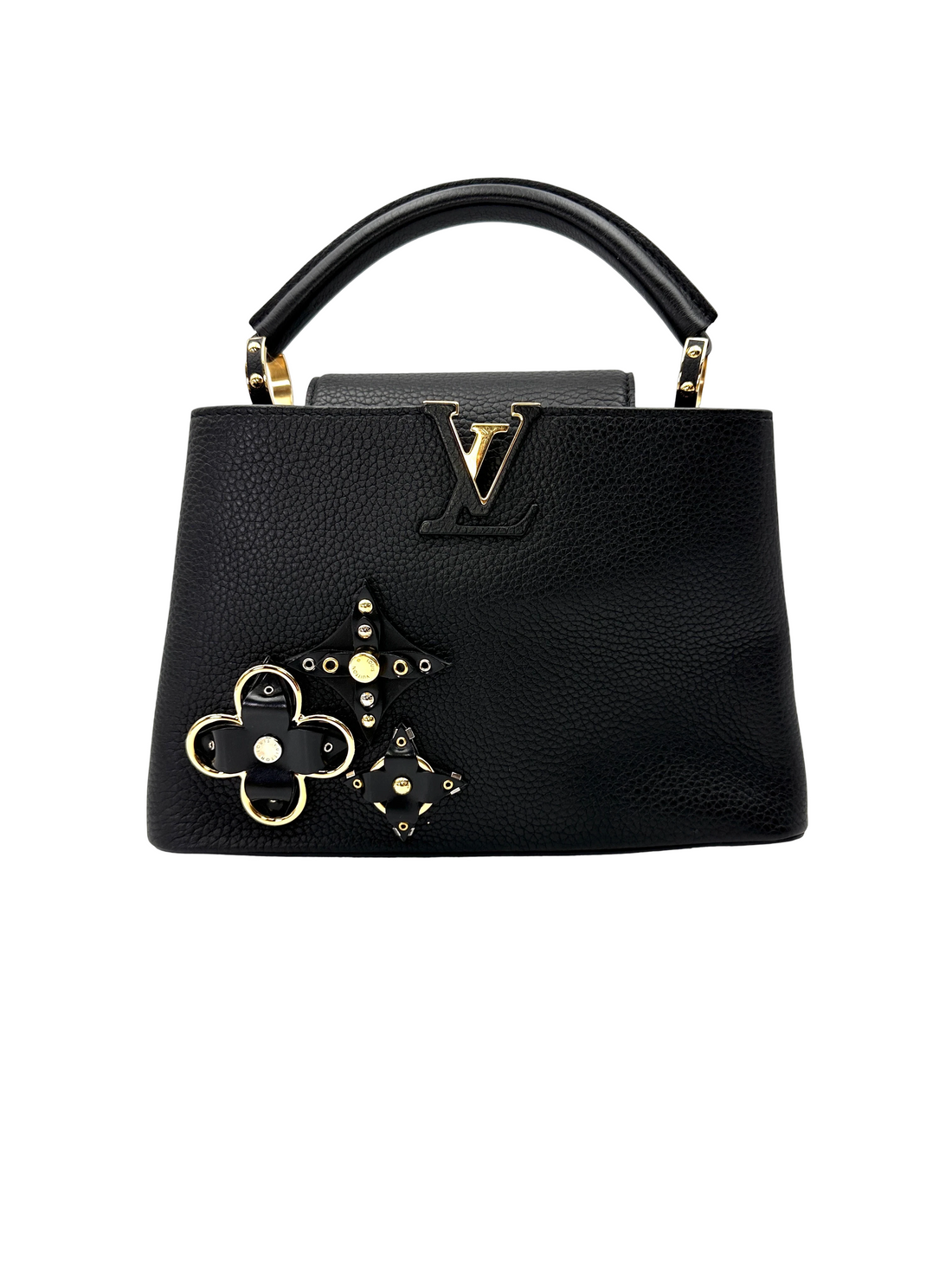 Louis Vuitton Capucines Black Monogram Flowers Top Handle Bag LV3056