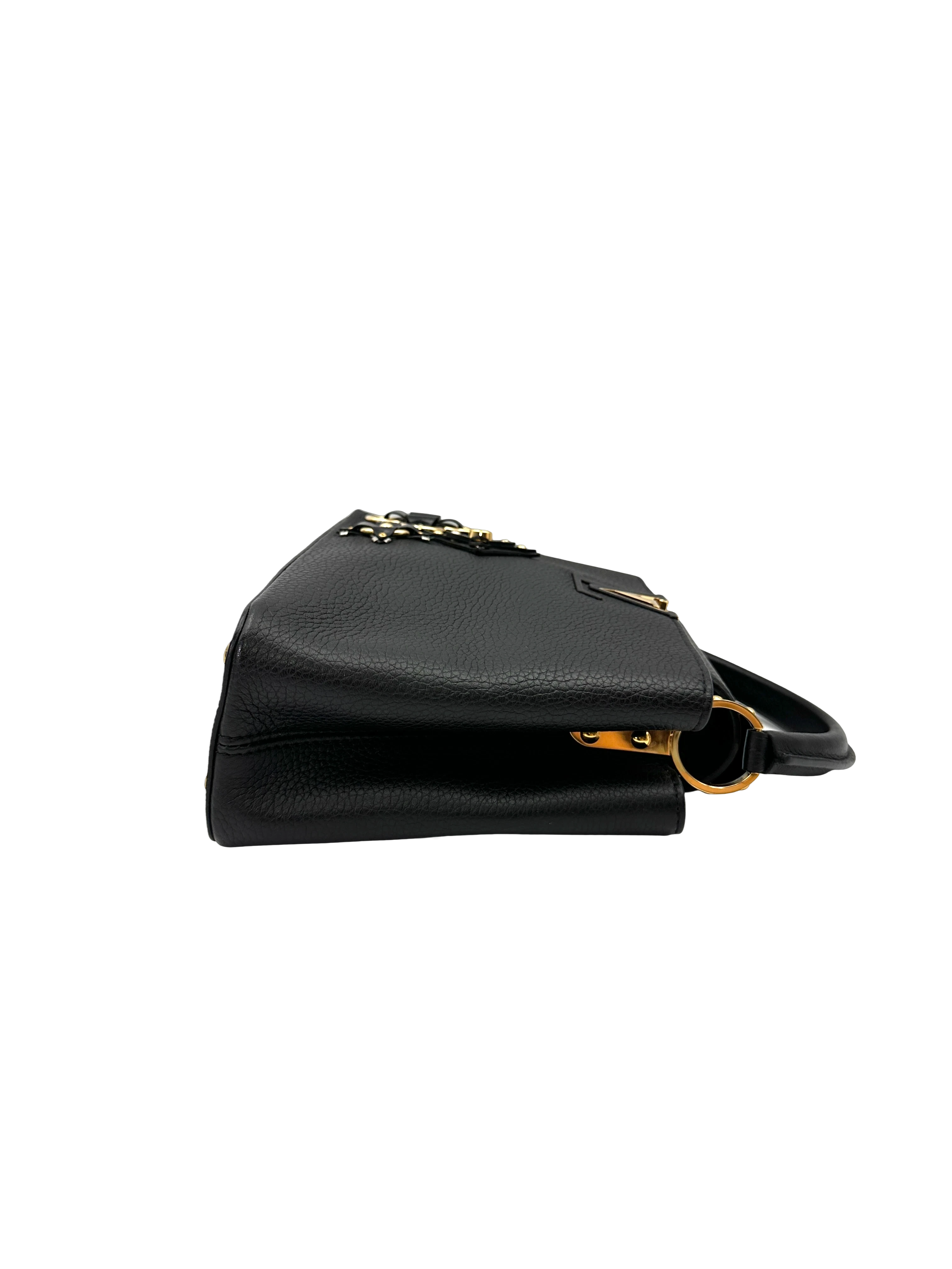 Louis Vuitton Capucines Black Monogram Flowers Top Handle Bag LV3056
