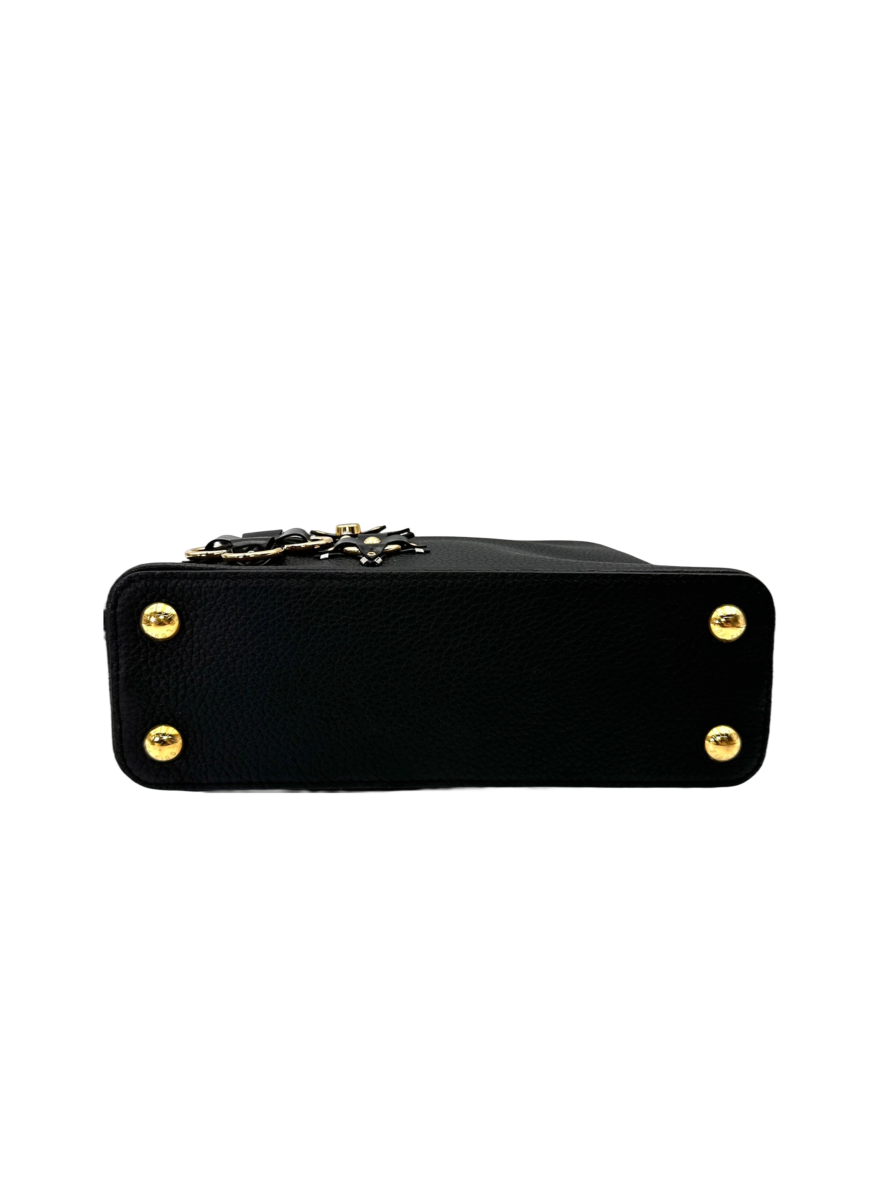 Louis Vuitton Capucines Black Monogram Flowers Top Handle Bag LV3056