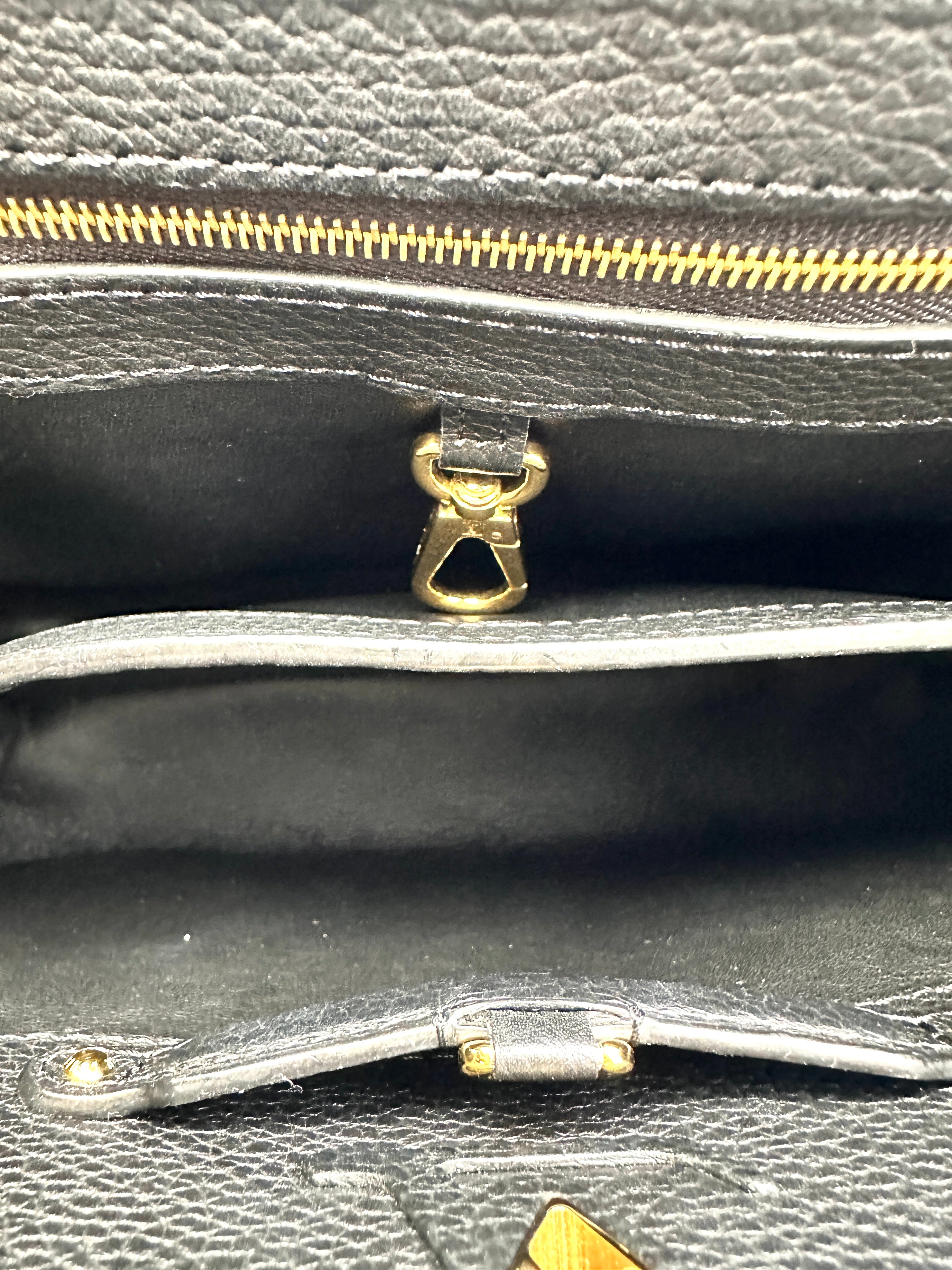 Louis Vuitton Capucines Black Monogram Flowers Top Handle Bag LV3056