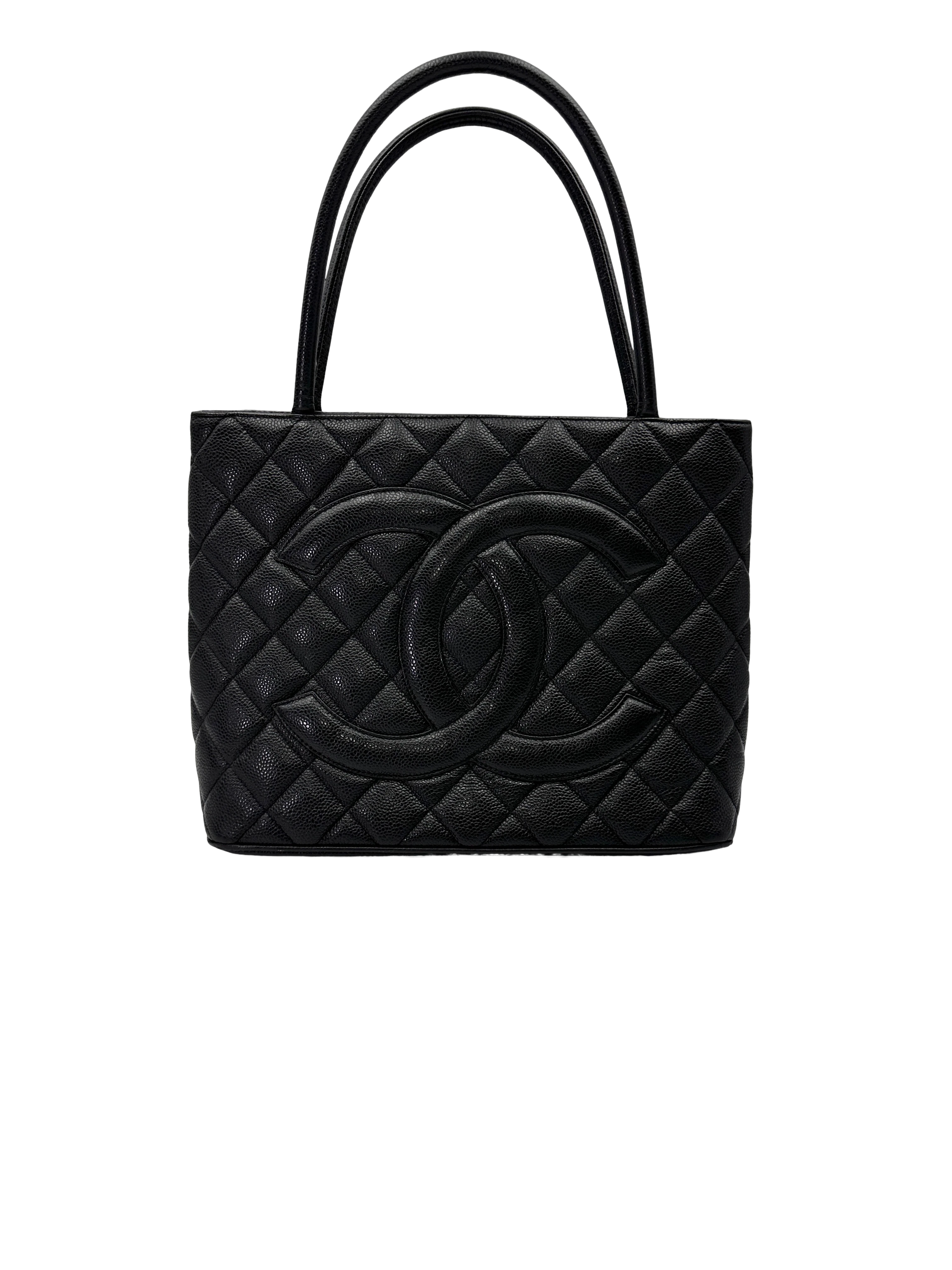 Chanel Medallion Black Quilted Leather Tote Handle Bag(77***45) CC2193