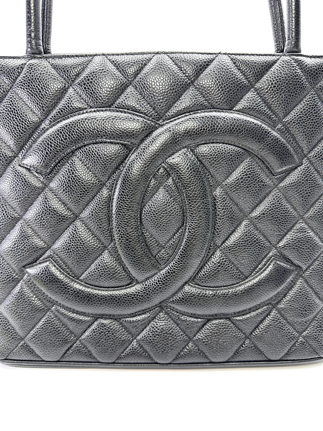 Chanel Medallion Black Quilted Leather Tote Handle Bag(77***45) CC2193