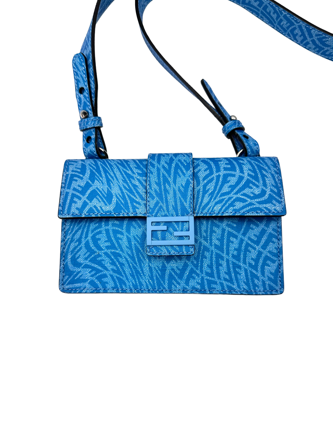 Fendi x Sarah Coleman Blue FF Baguette Shoulder Bag FF124