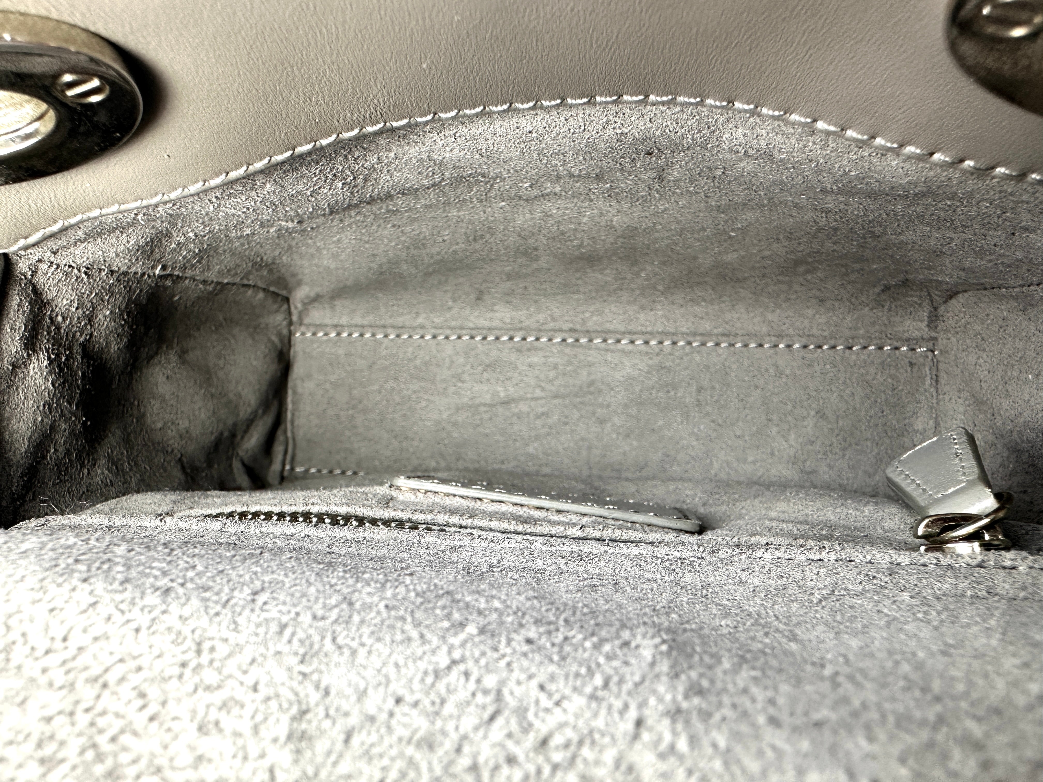 Christian Dior Lady Dior Grey Cannage Lambskin Handle Bag With Silver Charms DR807