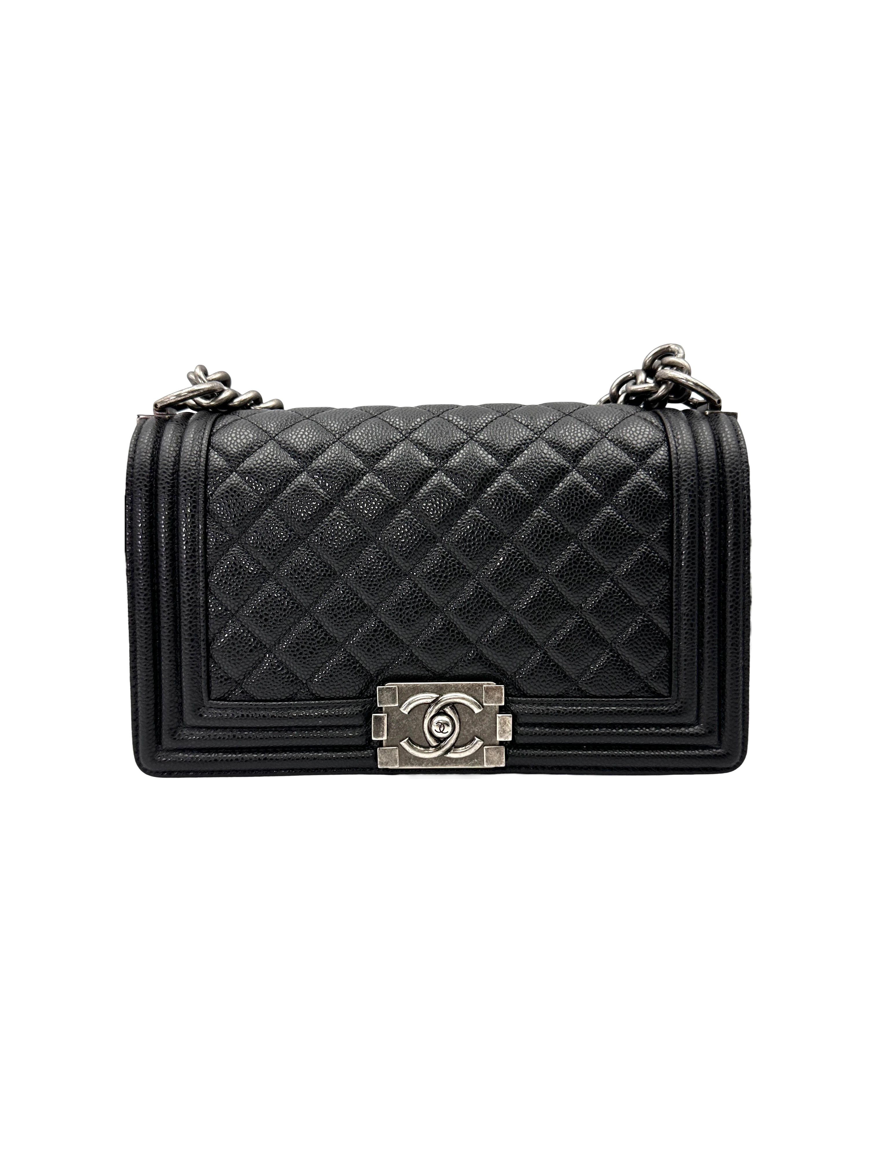 Chanel LeBoy Black Quilted Leather Flap Bag With Silver Buckle(18***94) CC2197