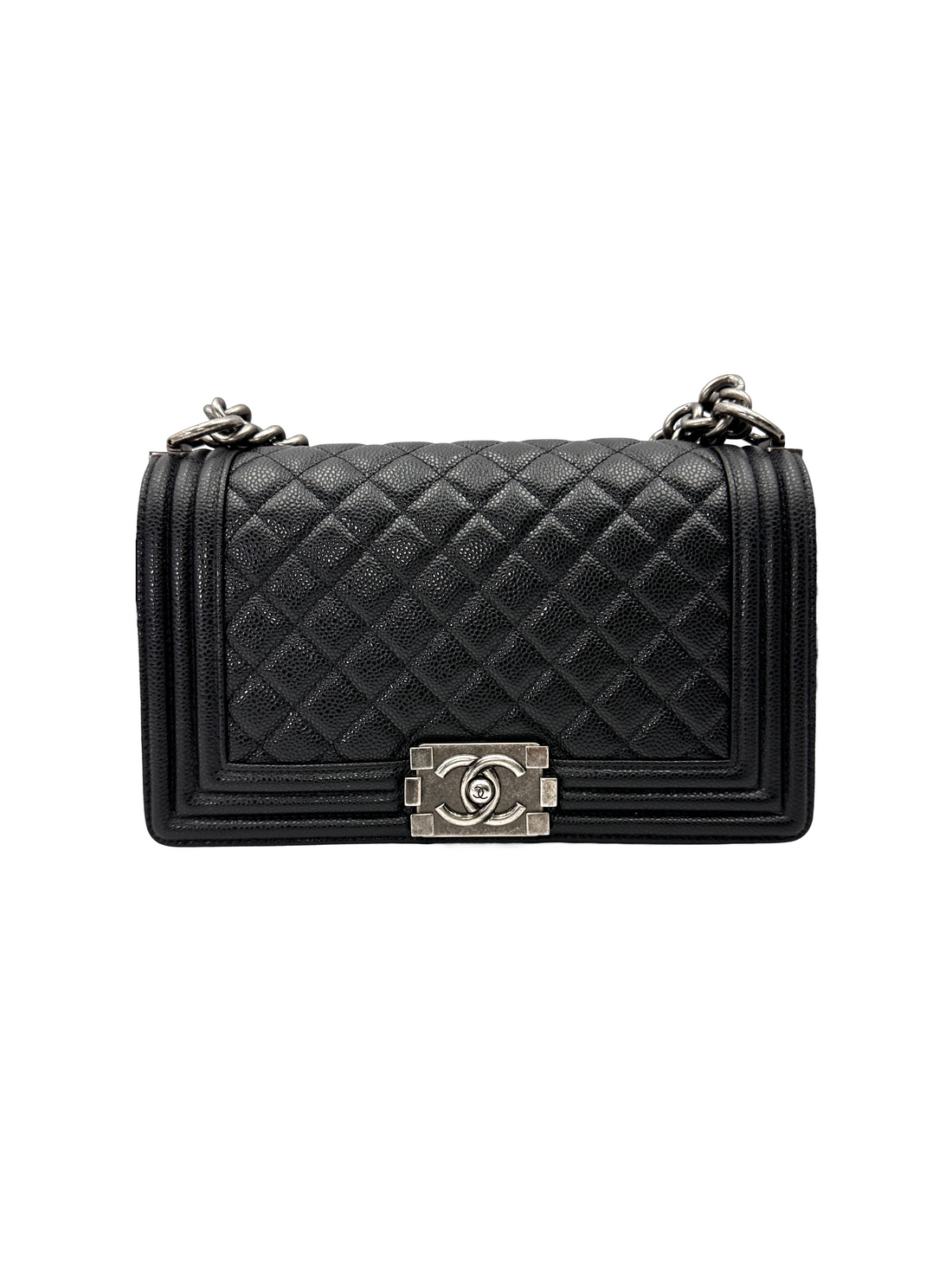 Chanel LeBoy Black Quilted Leather Flap Bag With Silver Buckle(18***94) CC2197