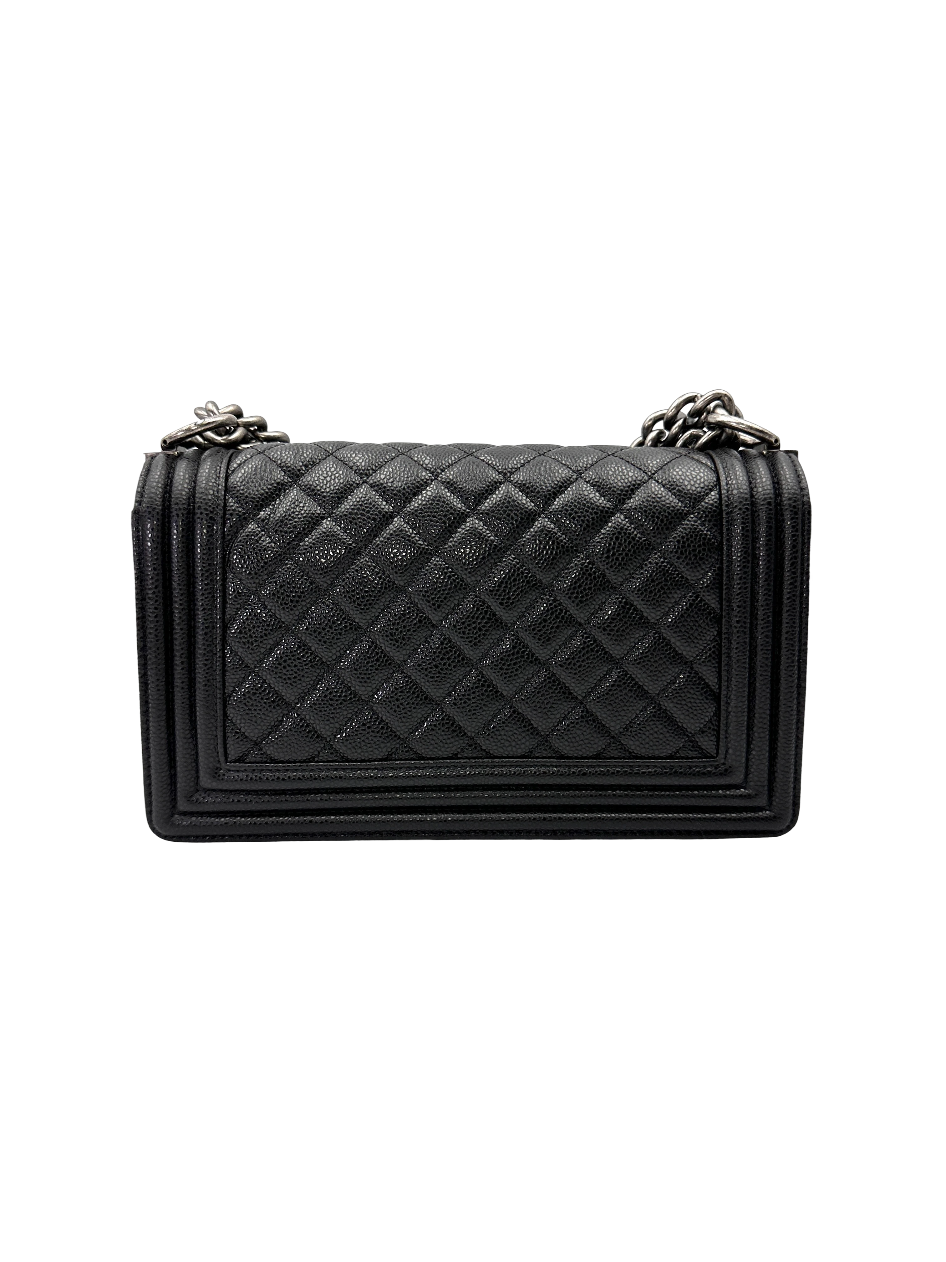 Chanel LeBoy Black Quilted Leather Flap Bag With Silver Buckle(18***94) CC2197