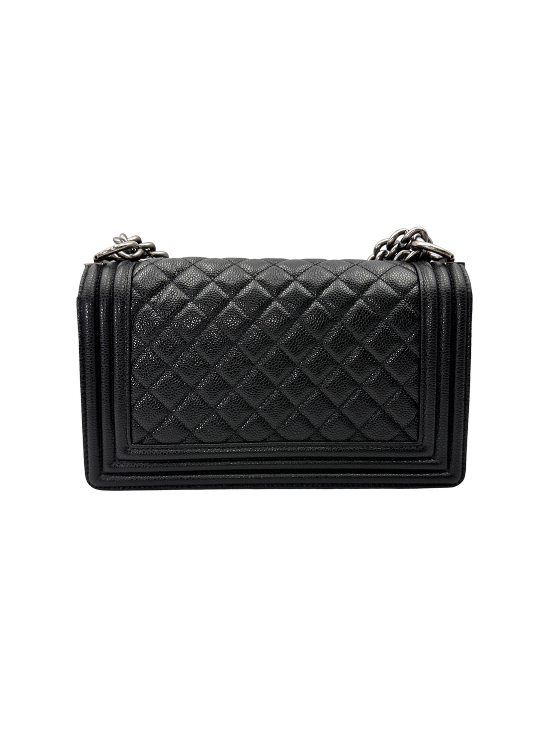 Chanel LeBoy Black Quilted Leather Flap Bag With Silver Buckle(18***94) CC2197