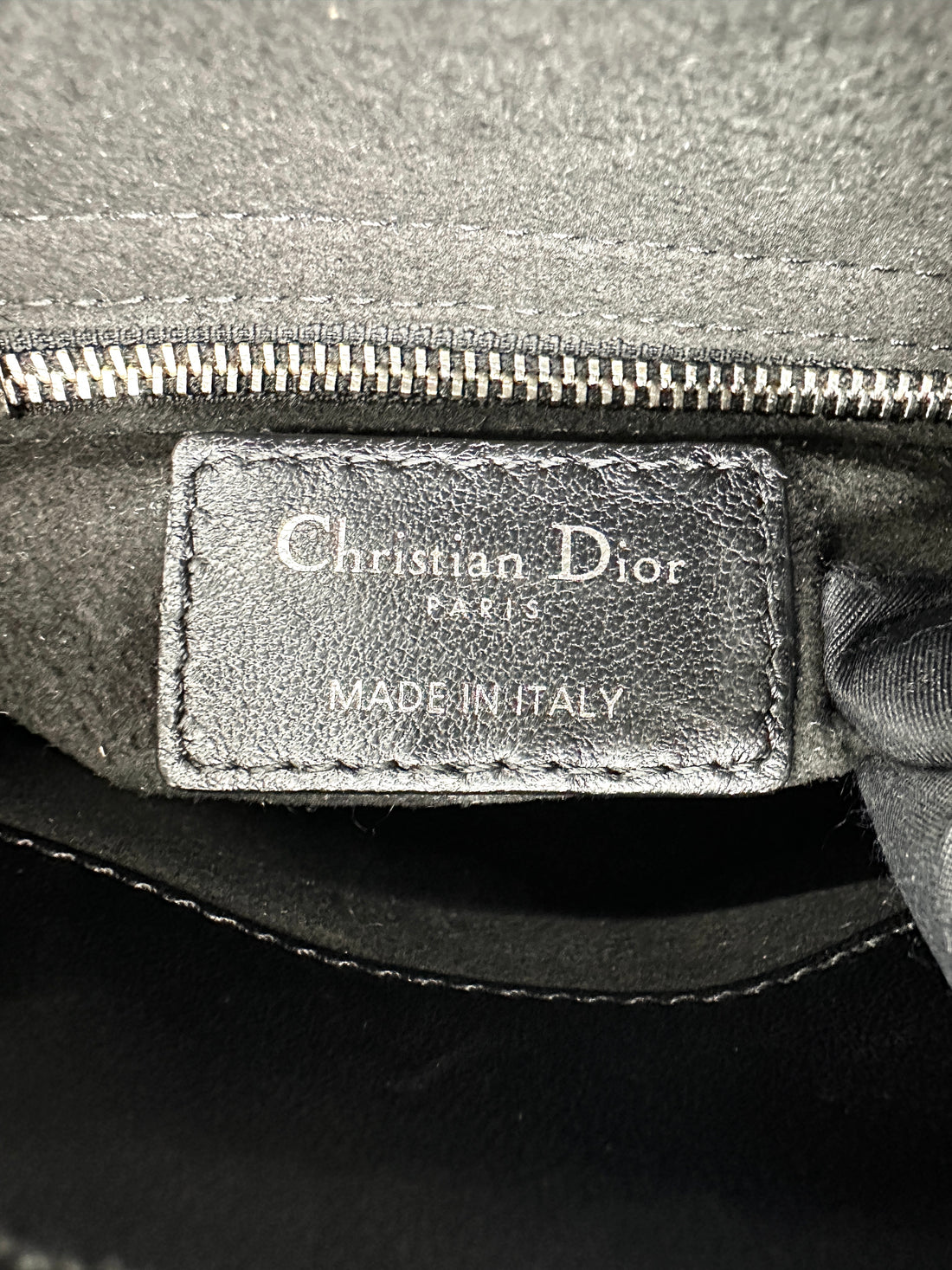 Christian Dior Lady Dior Black Cannage Lambskin Handle Bag With Silver Charms DR808
