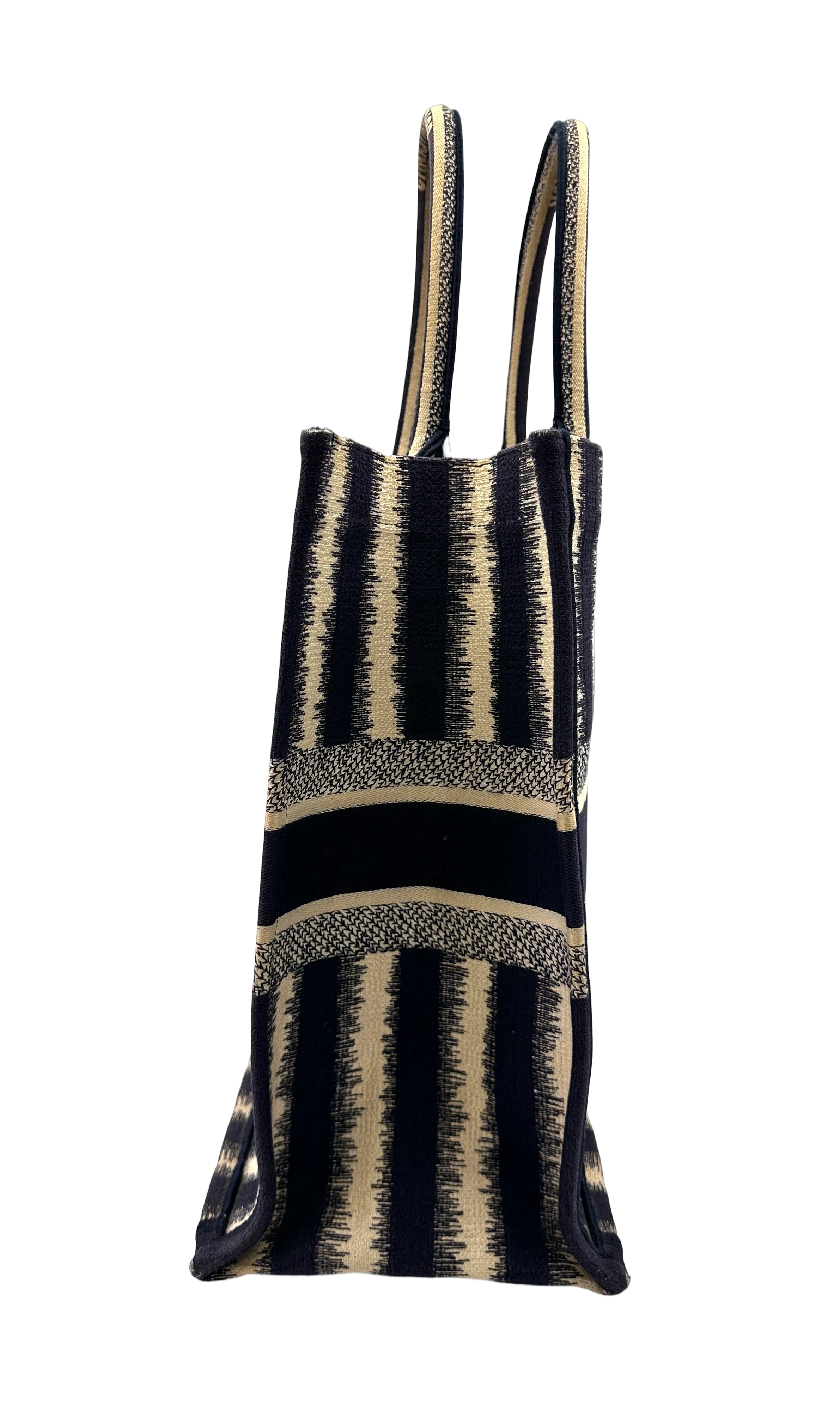 Christian Dior Blue/White Striped Canvas Large Size Book Tote Bag DR811