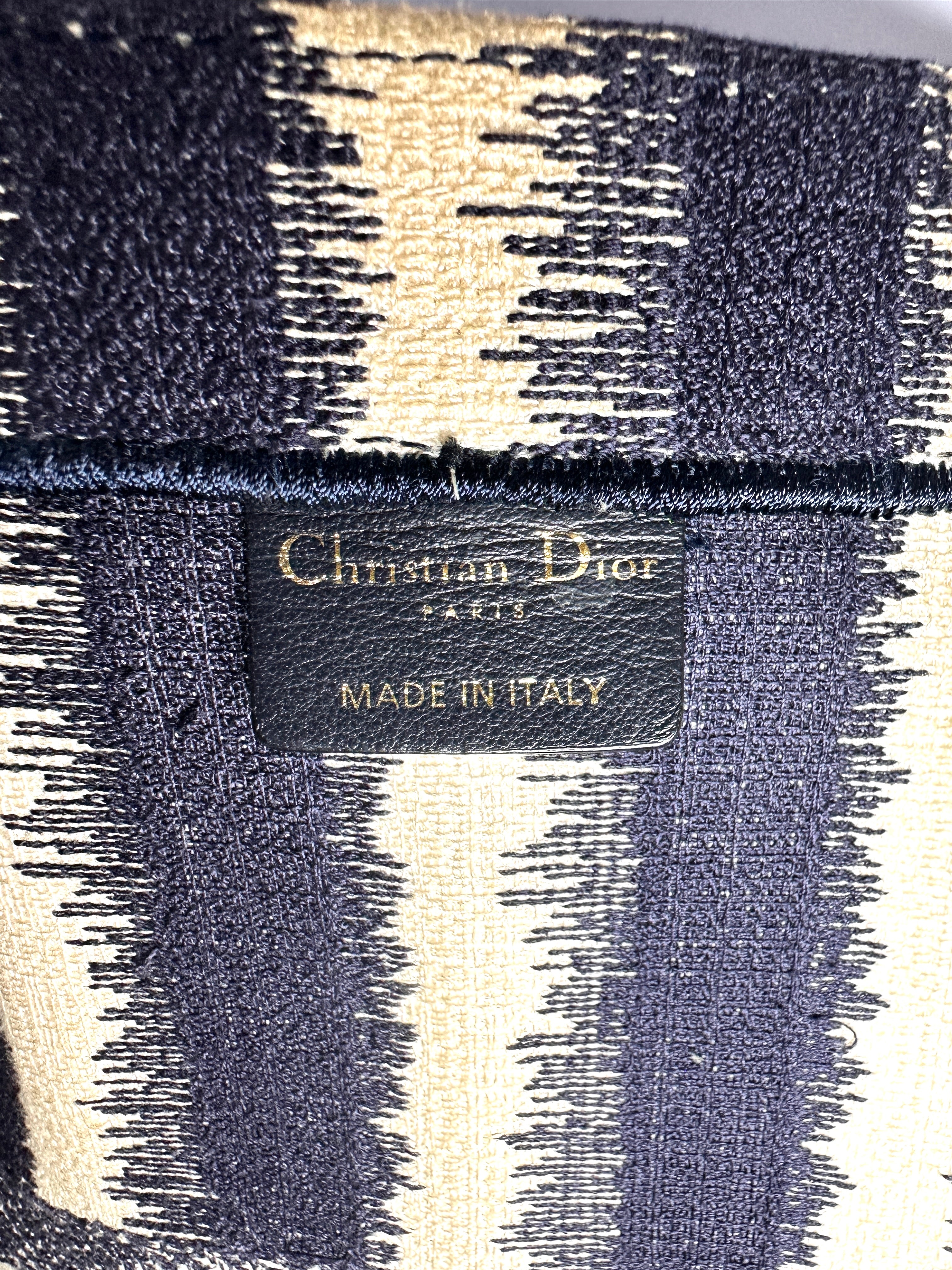 Christian Dior Blue/White Striped Canvas Large Size Book Tote Bag DR811