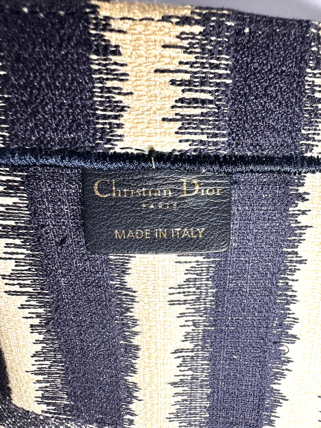 Christian Dior Blue/White Striped Canvas Large Size Book Tote Bag DR811