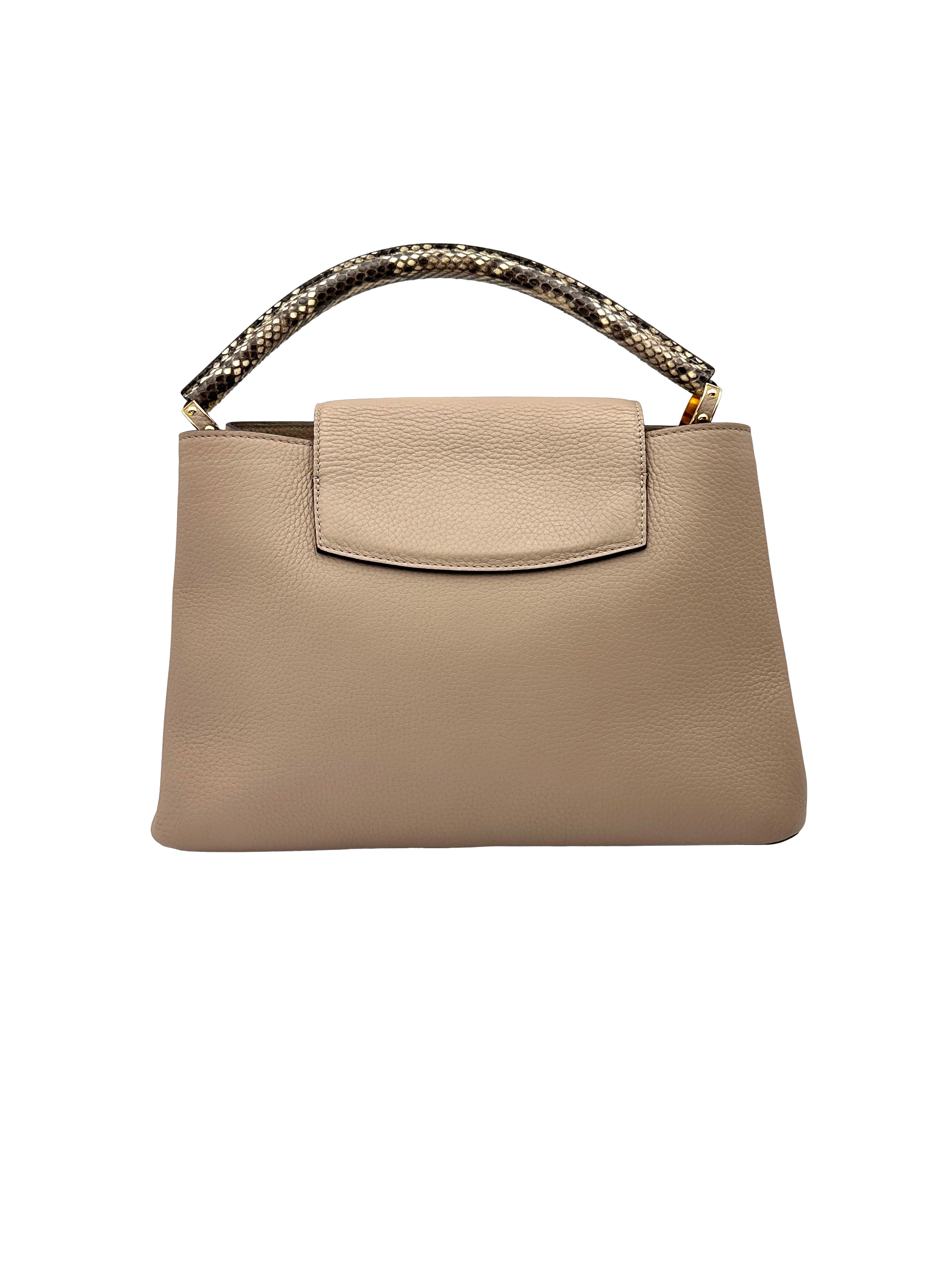 Louis Vuitton Capucines Grey Taurillon Leather Python Handle Bag LV3059