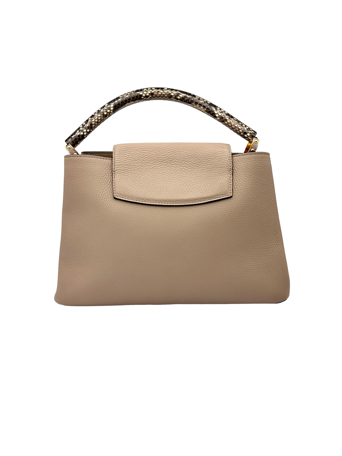 Louis Vuitton Capucines Grey Taurillon Leather Python Handle Bag LV3059