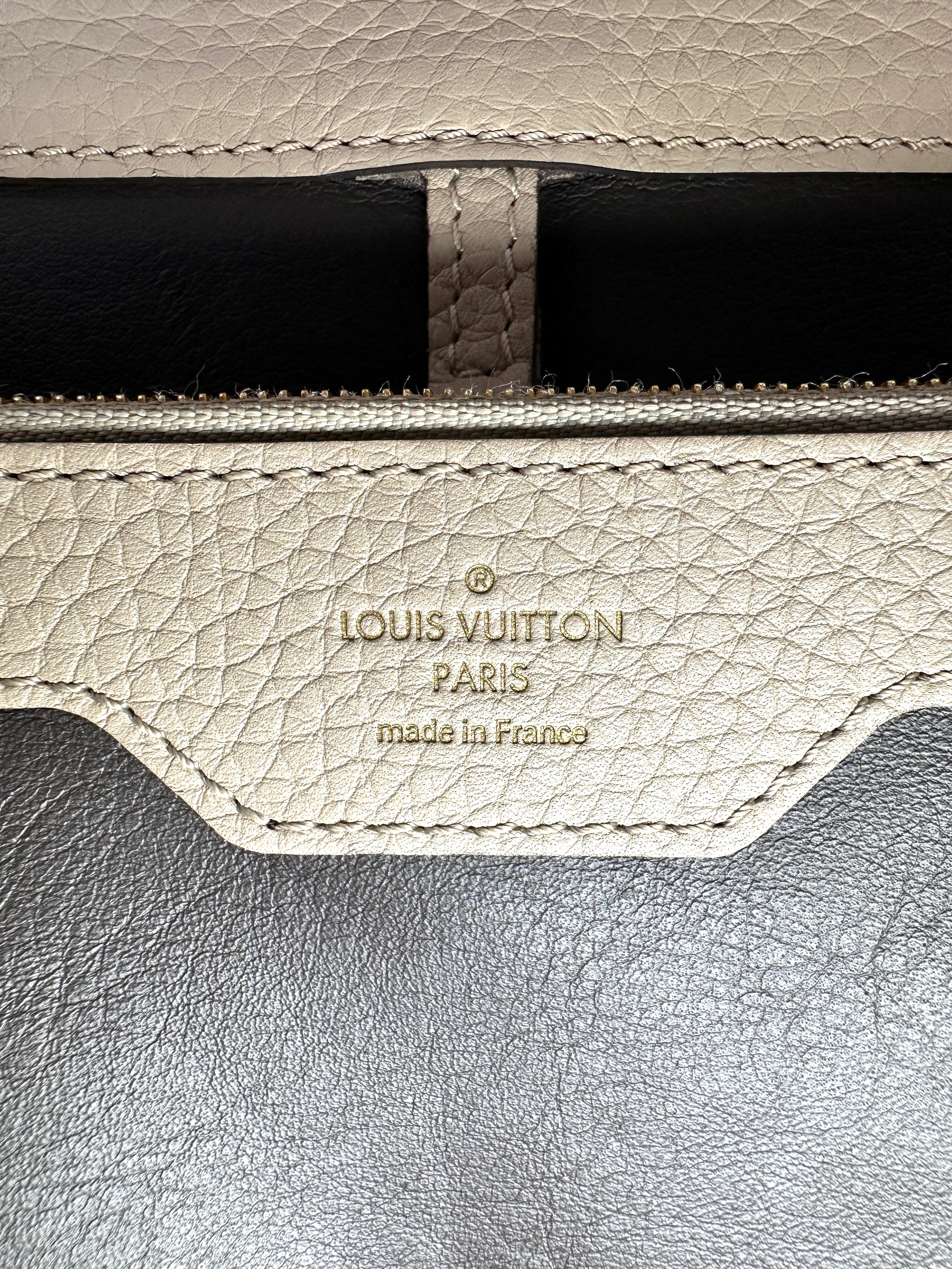 Louis Vuitton Capucines Grey Taurillon Leather Python Handle Bag LV3059