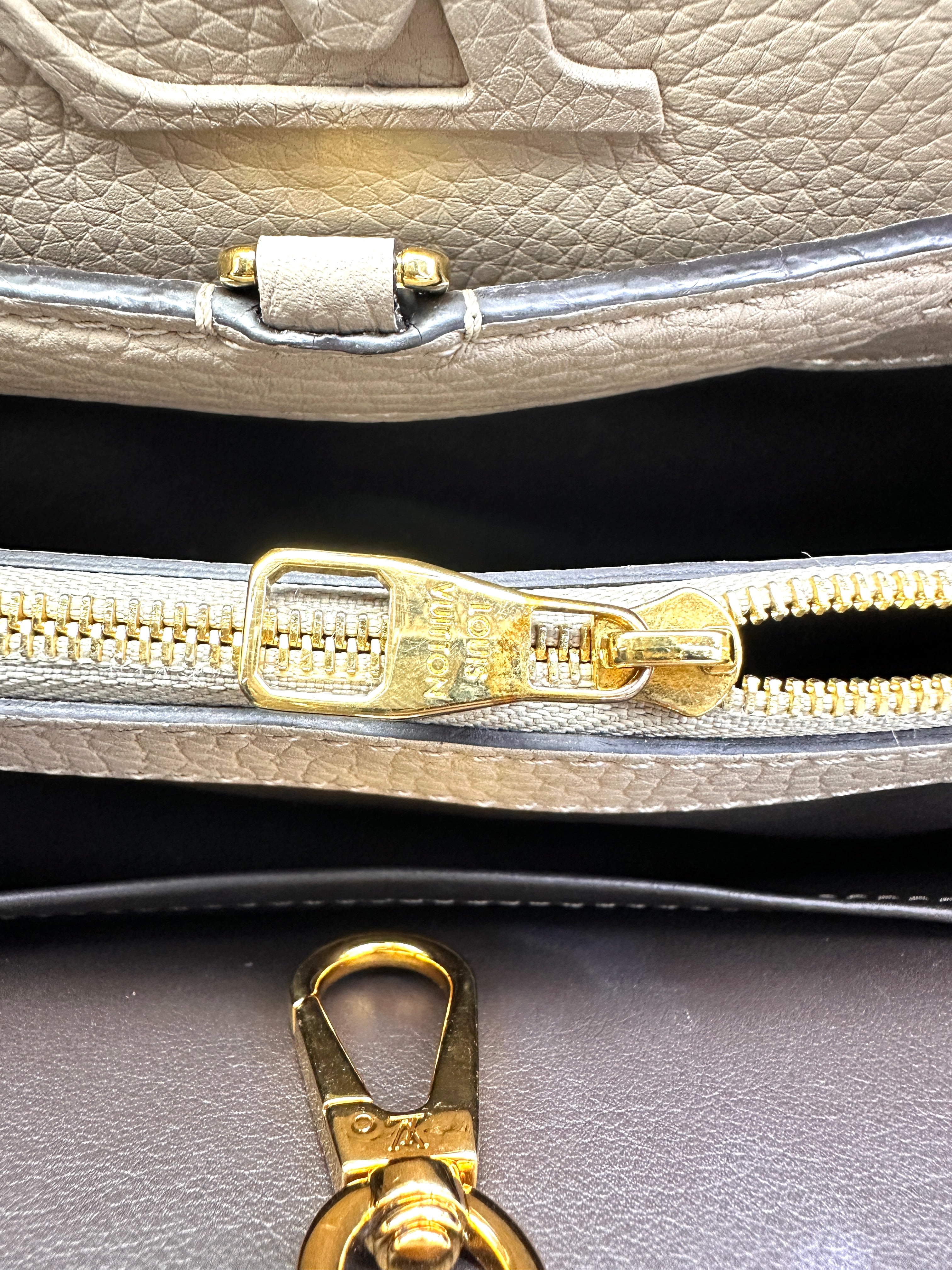 Louis Vuitton Capucines Grey Taurillon Leather Python Handle Bag LV3059