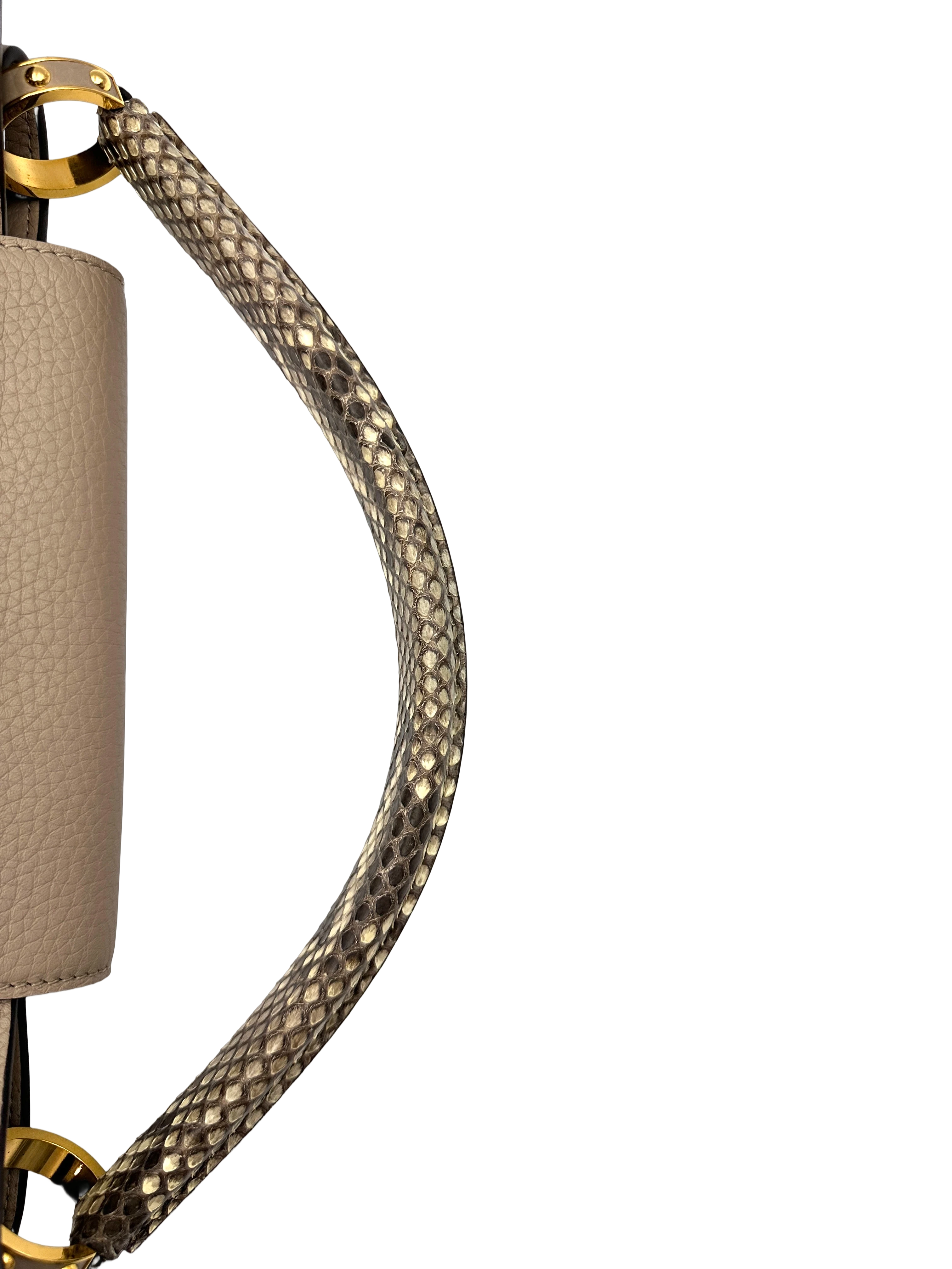 Louis Vuitton Capucines Grey Taurillon Leather Python Handle Bag LV3059