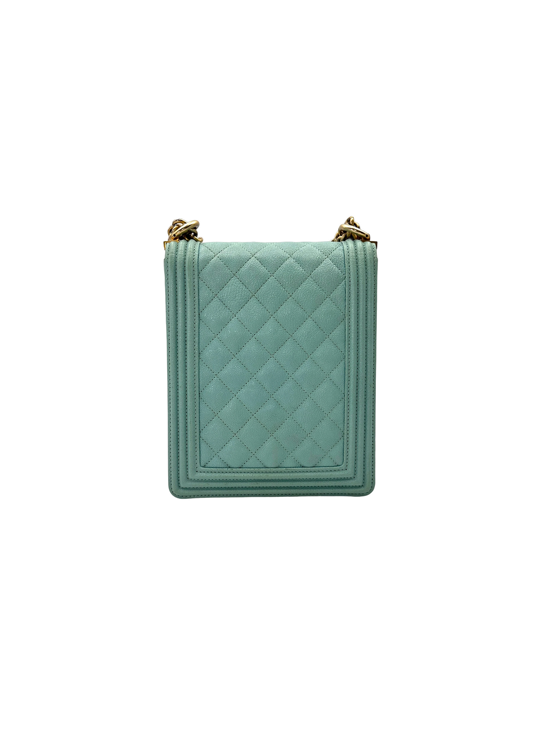 Chanel North South LeBoy Mint Green Quilted Leather Shoulder Bag(27***15) CC2195
