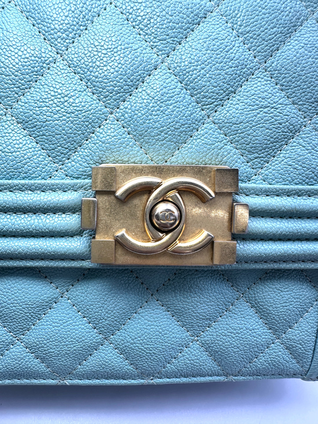 Chanel North South LeBoy Mint Green Quilted Leather Shoulder Bag(27***15) CC2195