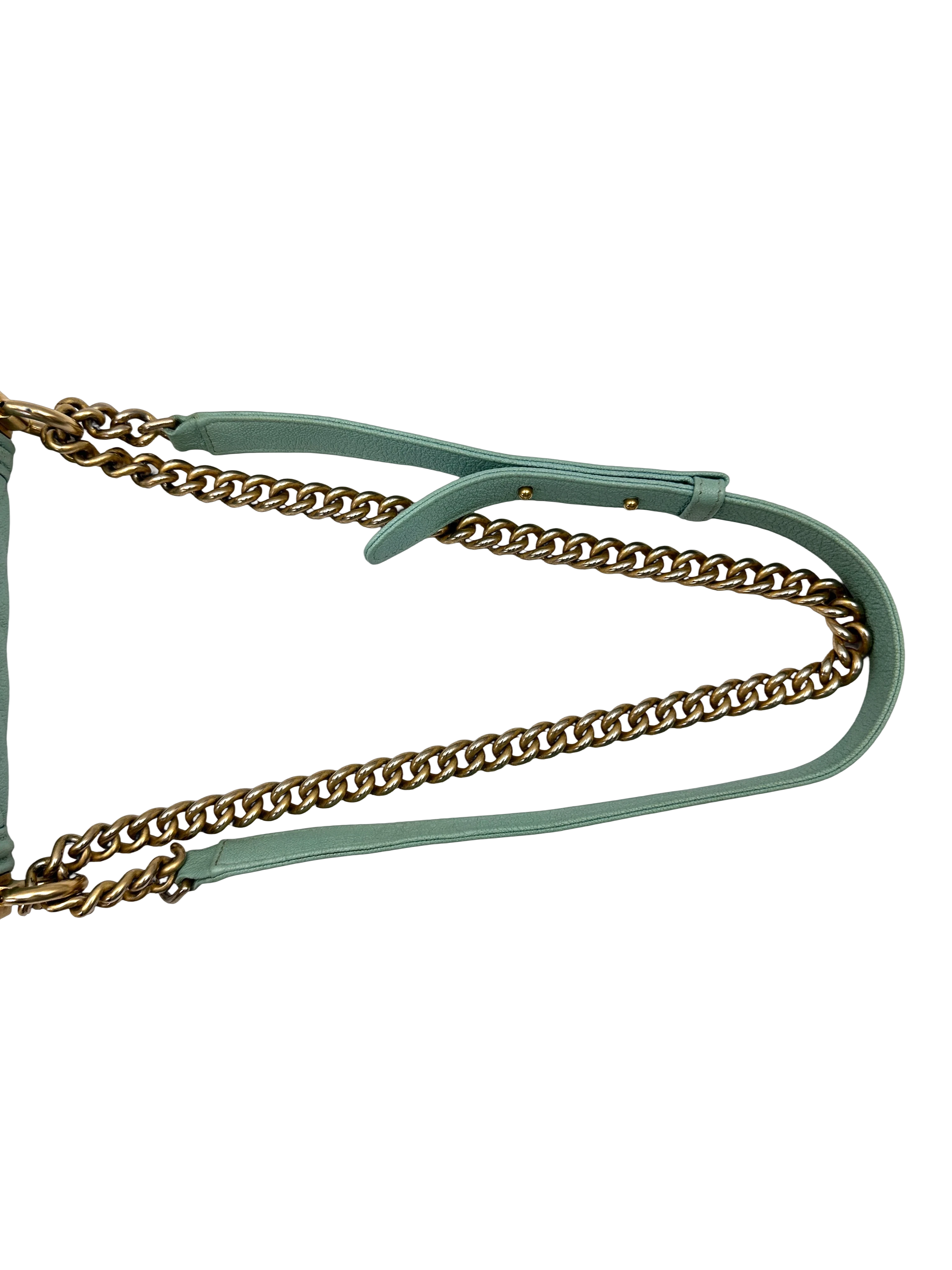 Chanel North South LeBoy Mint Green Quilted Leather Shoulder Bag(27***15) CC2195