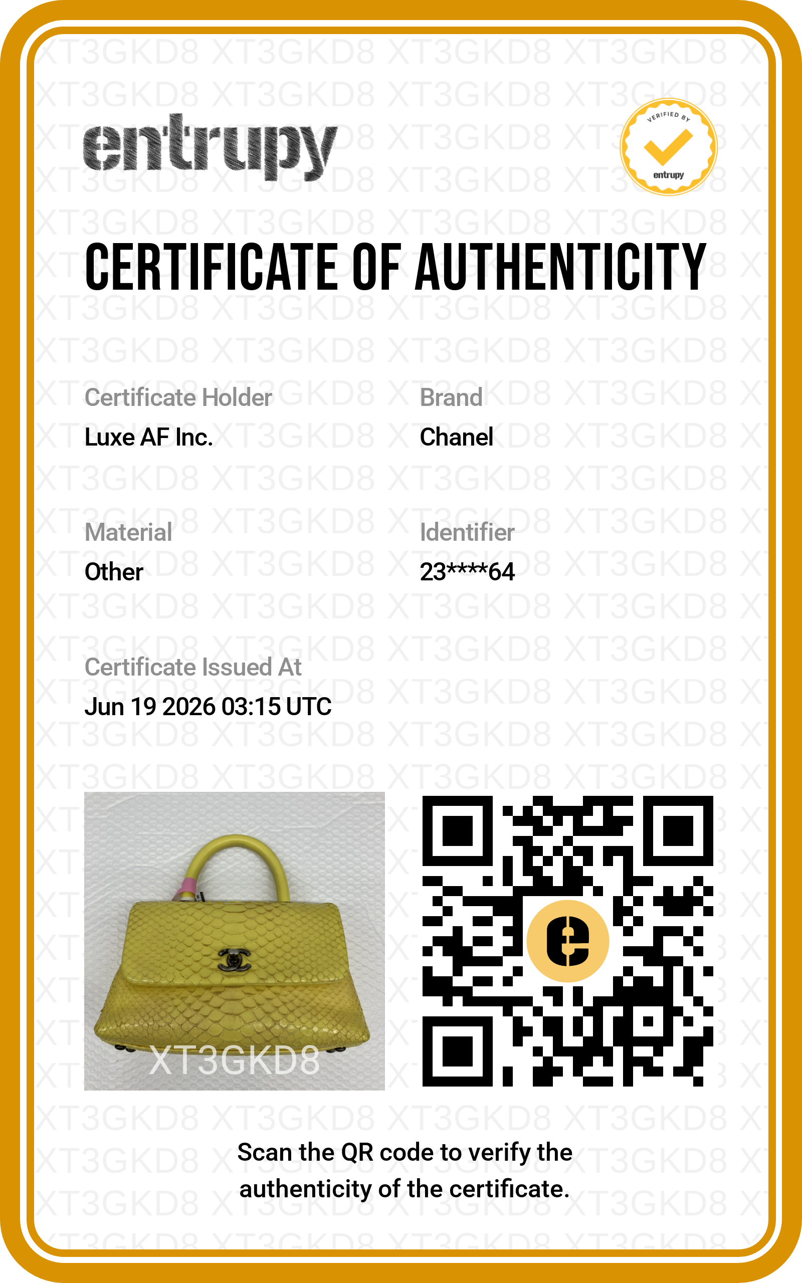 Chanel CoCo Handle Yellow Python Leather Shoulder Bag(23***64) CC2214