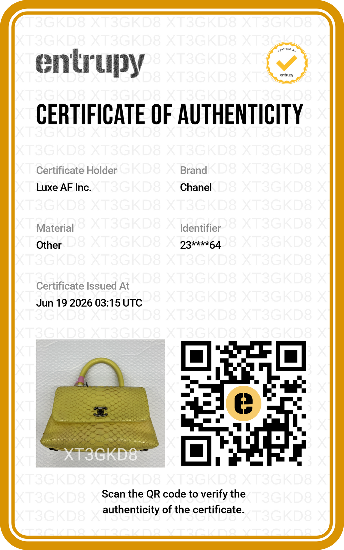 Chanel CoCo Handle Yellow Python Leather Shoulder Bag(23***64) CC2214