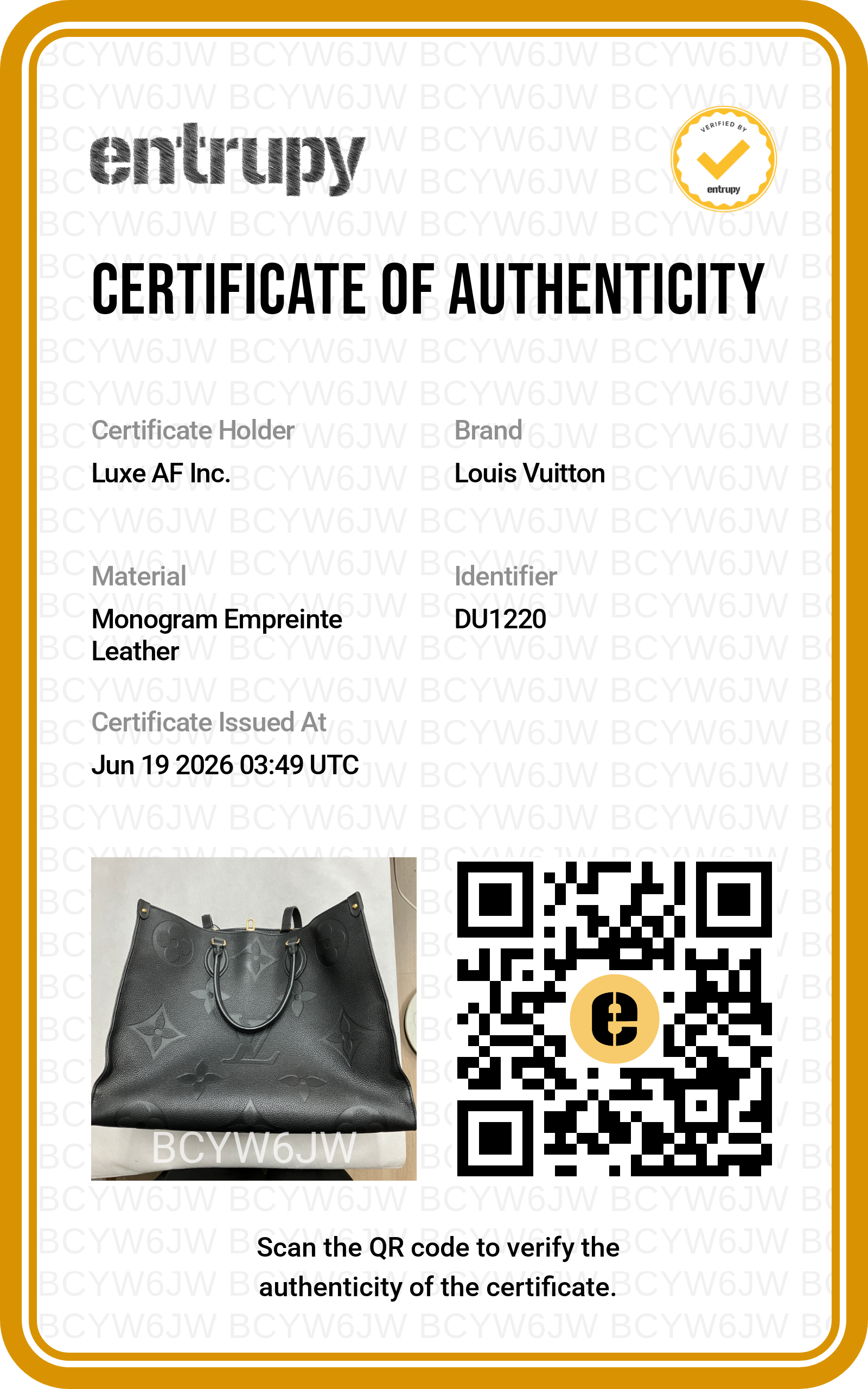 Louis Vuitton Onthego GM Black Empreinte Leather Handle Bag LV3069