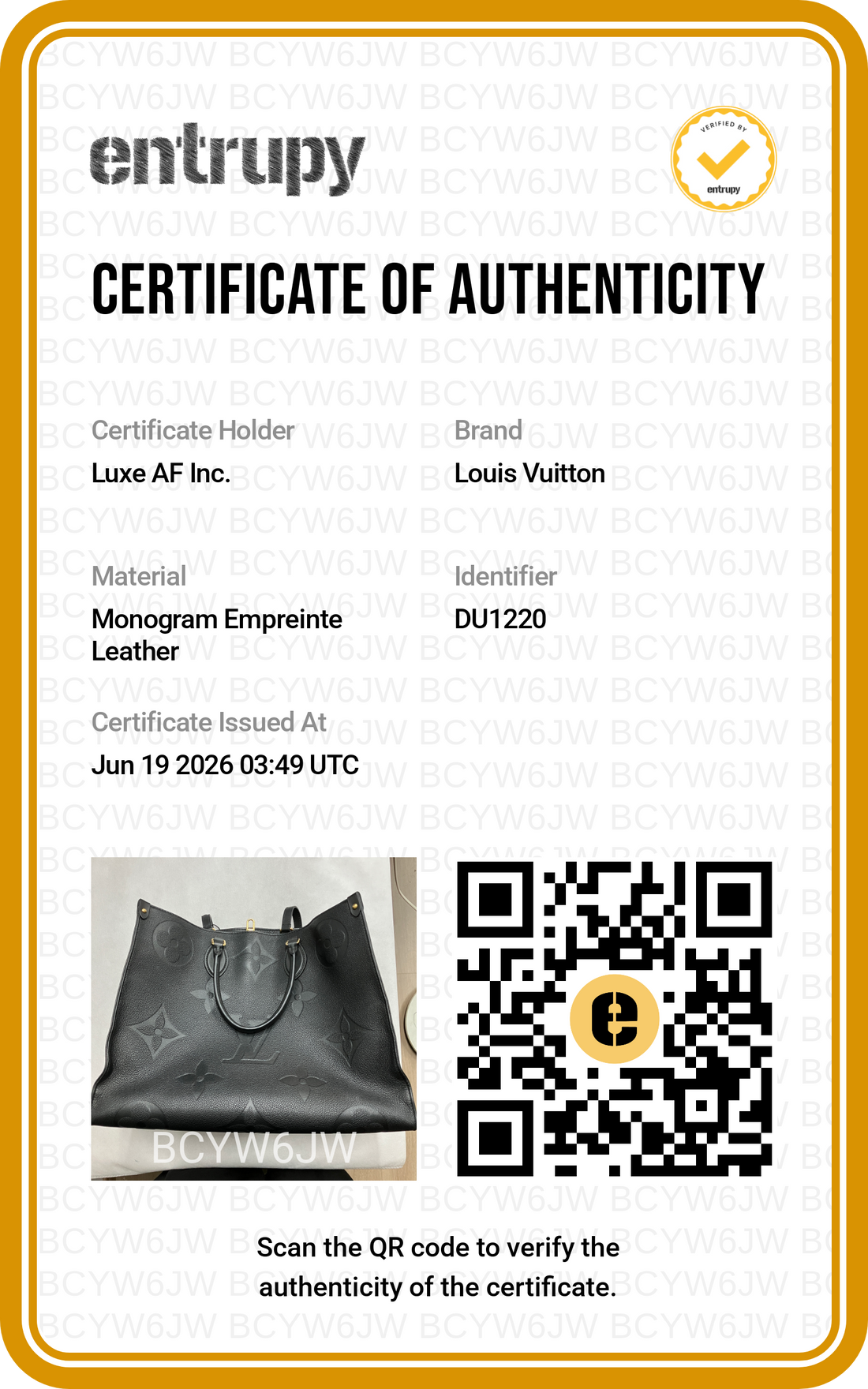 Louis Vuitton Onthego GM Black Empreinte Leather Handle Bag LV3069