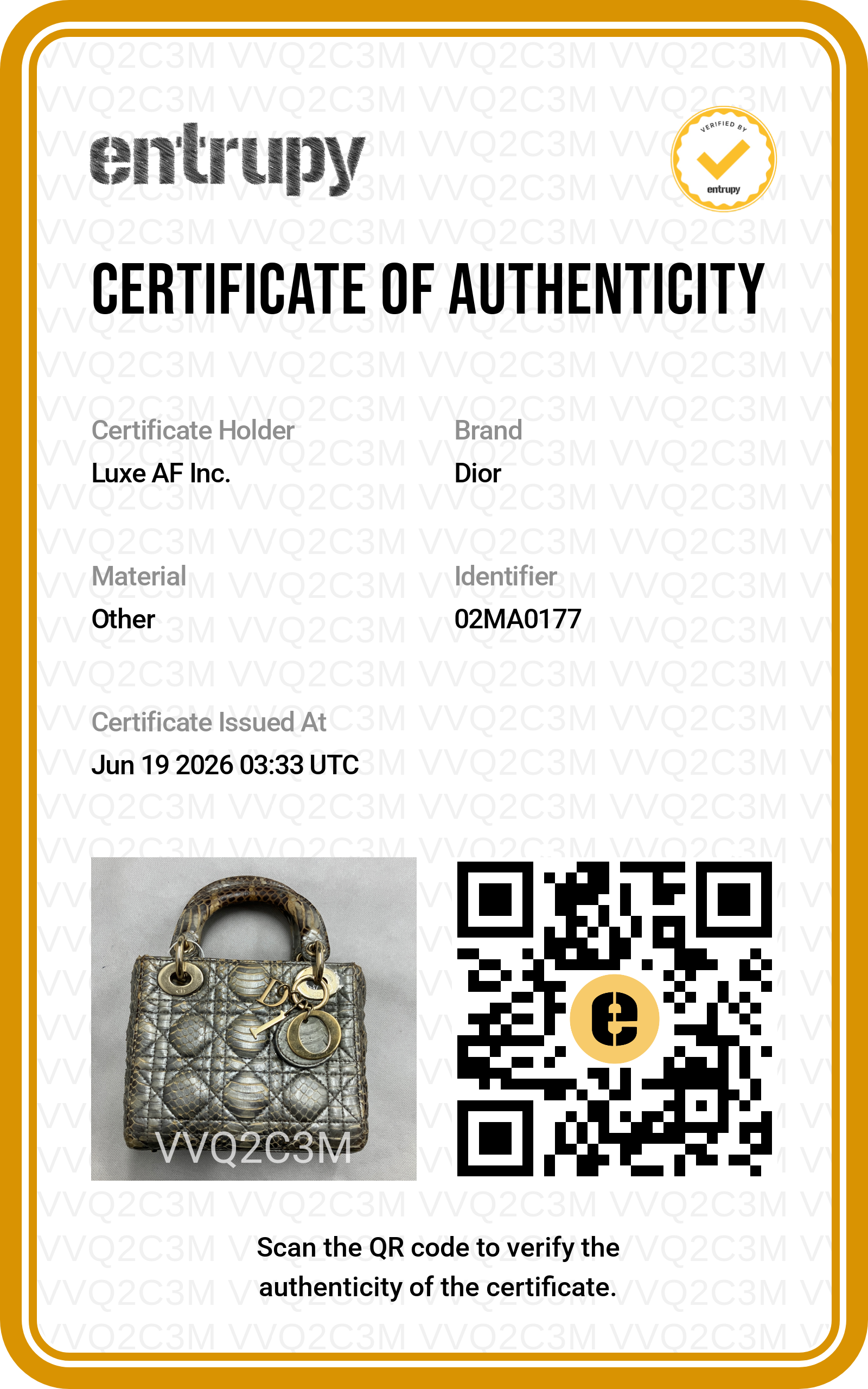Christian Dior Lady Dior Gold Python Leather Handle Bag With Gold Charms DR814