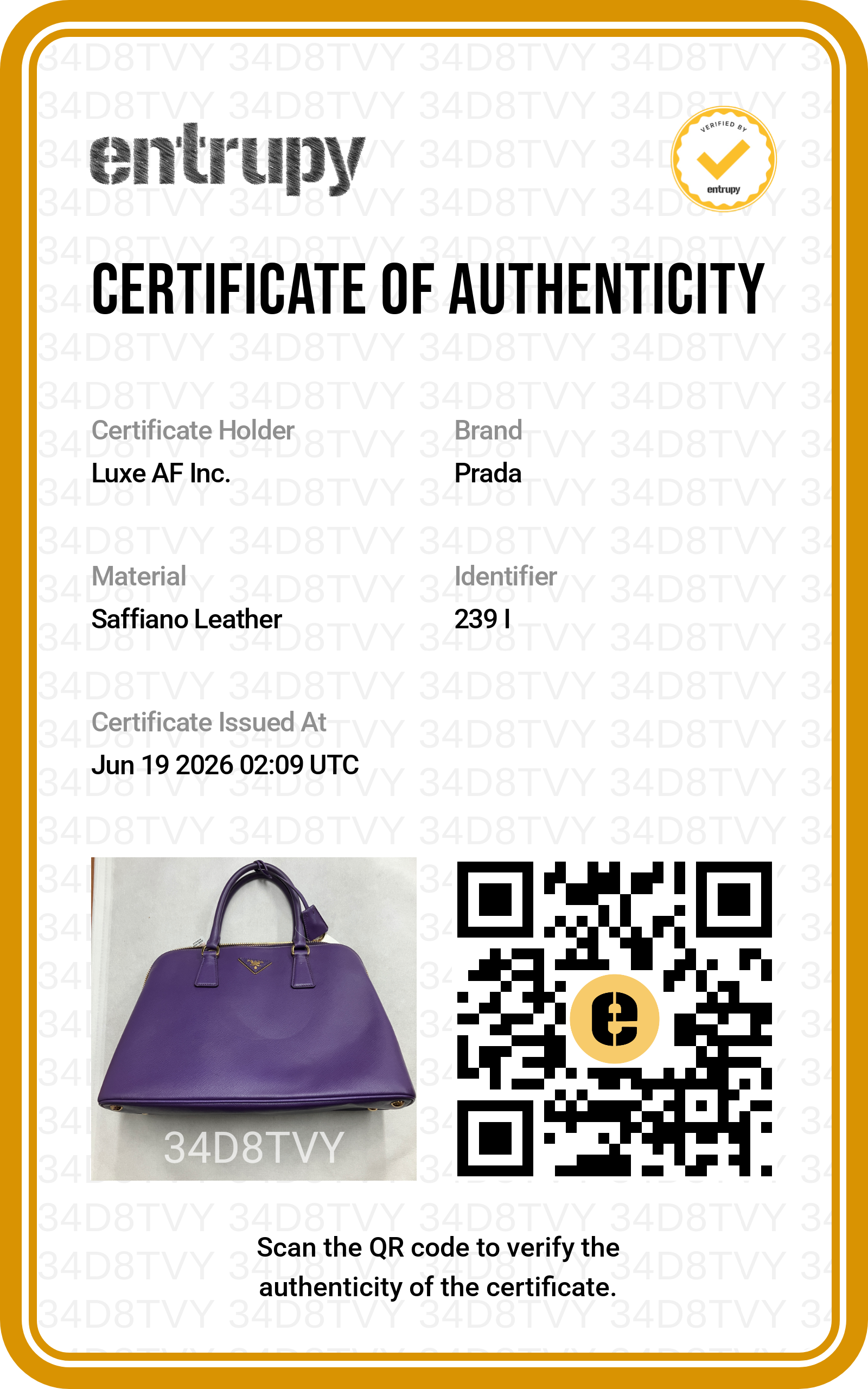 Prada Promenade Purple Saffiano Leather Large Size Handle Bag PR500