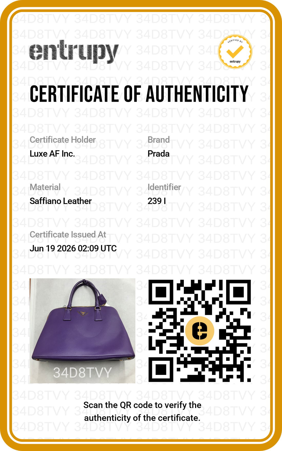 Prada Promenade Purple Saffiano Leather Large Size Handle Bag PR500